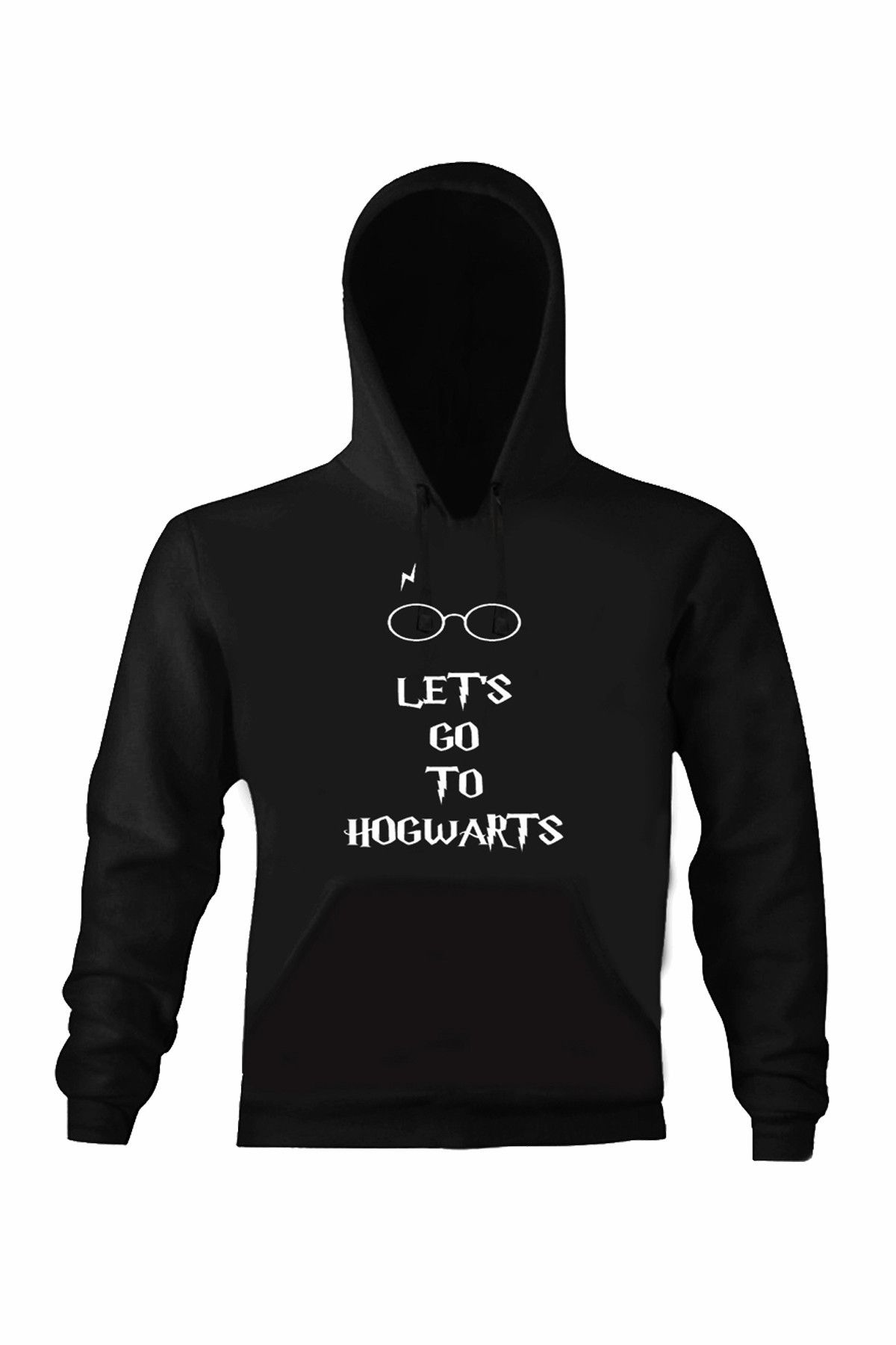 Art T-Shirt Kadın Siyah Lets Go To Hogwarts Unısex Kapüşonlu Sweatshirt ART018649W