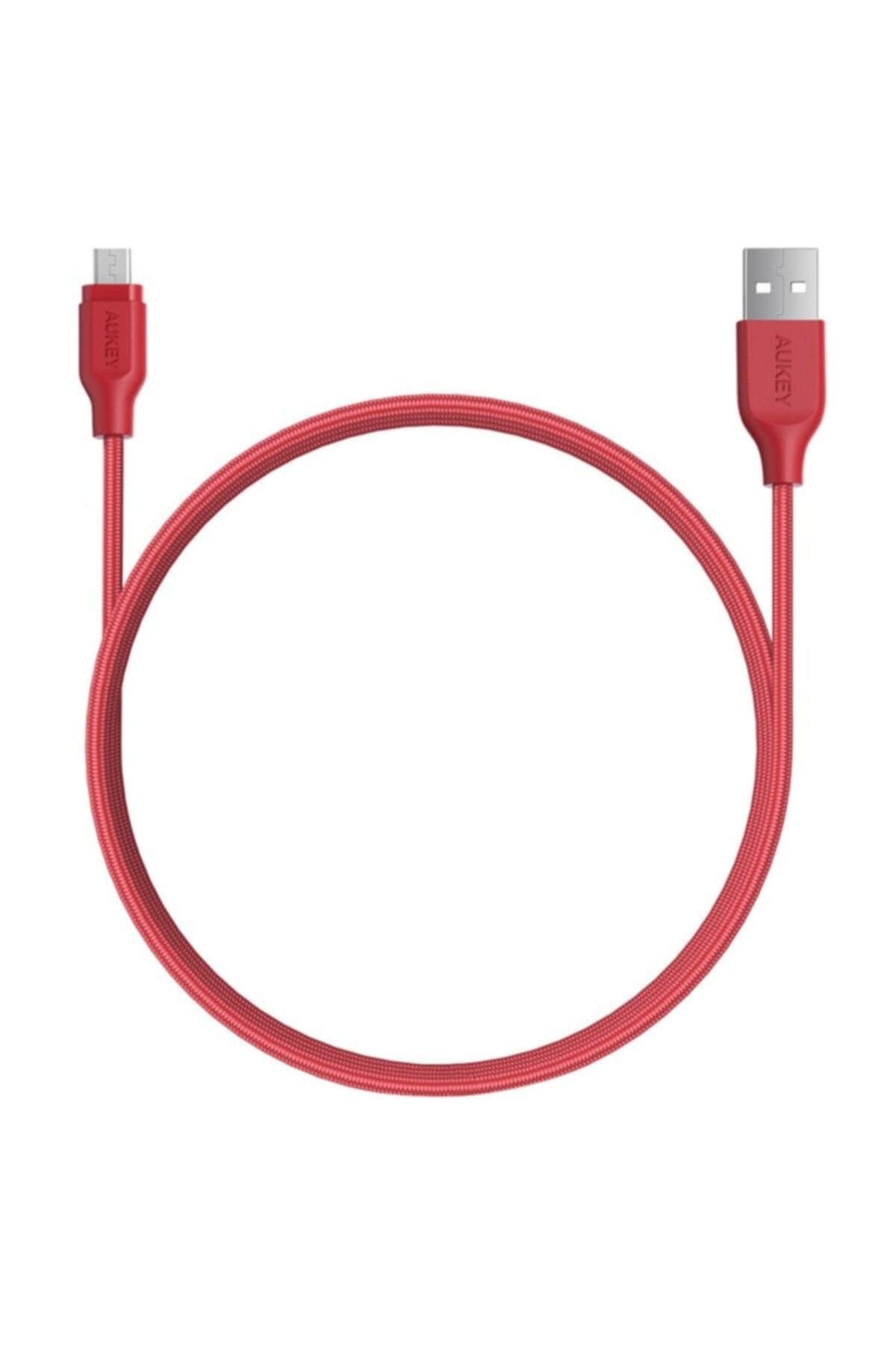 Aukey CB-AM1 Yüksek Performans Naylon Örgülü Micro USB 1.2m Kırmızı