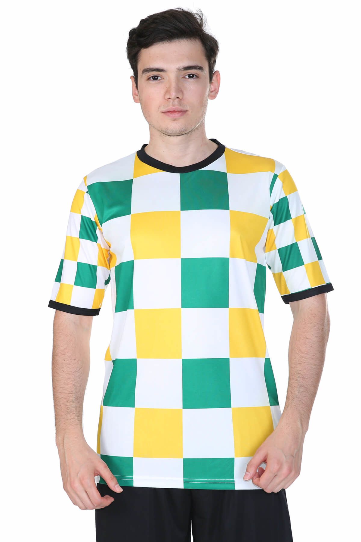 Umbro Erkek Yeşil-Sarı-Beyaz Kareli Desenli Futbol Forması - 2013910-0805