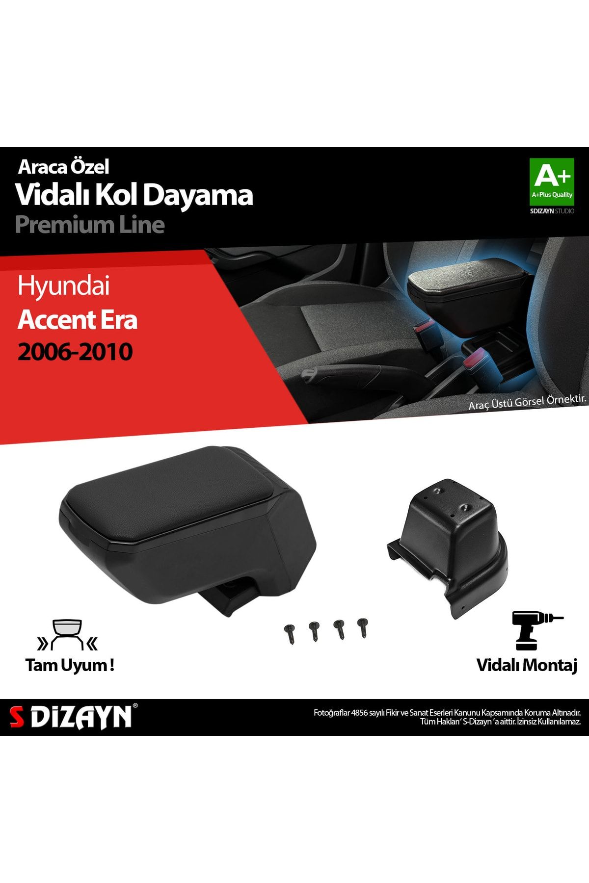 S Dizayn S-dizayn Hyundai Accent Era Kol Dayama Kolçak Abs Vidalı Siyah 2006-2010 A+kalite