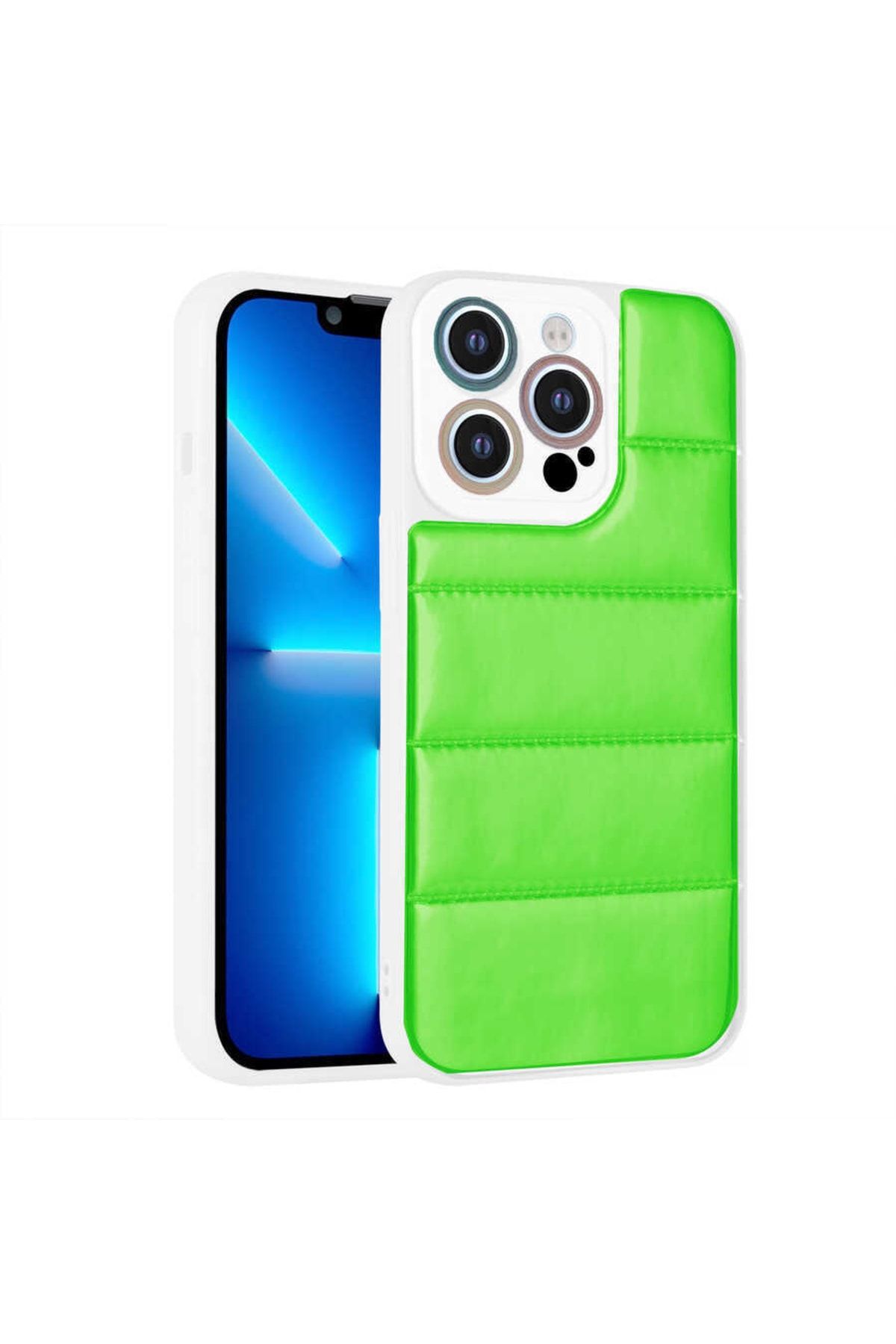 Zore İphone 13 Pro Uyumlu Kamera Korumalı Airbagli Renkli Mkc Seksek Kılıf-yeşil
