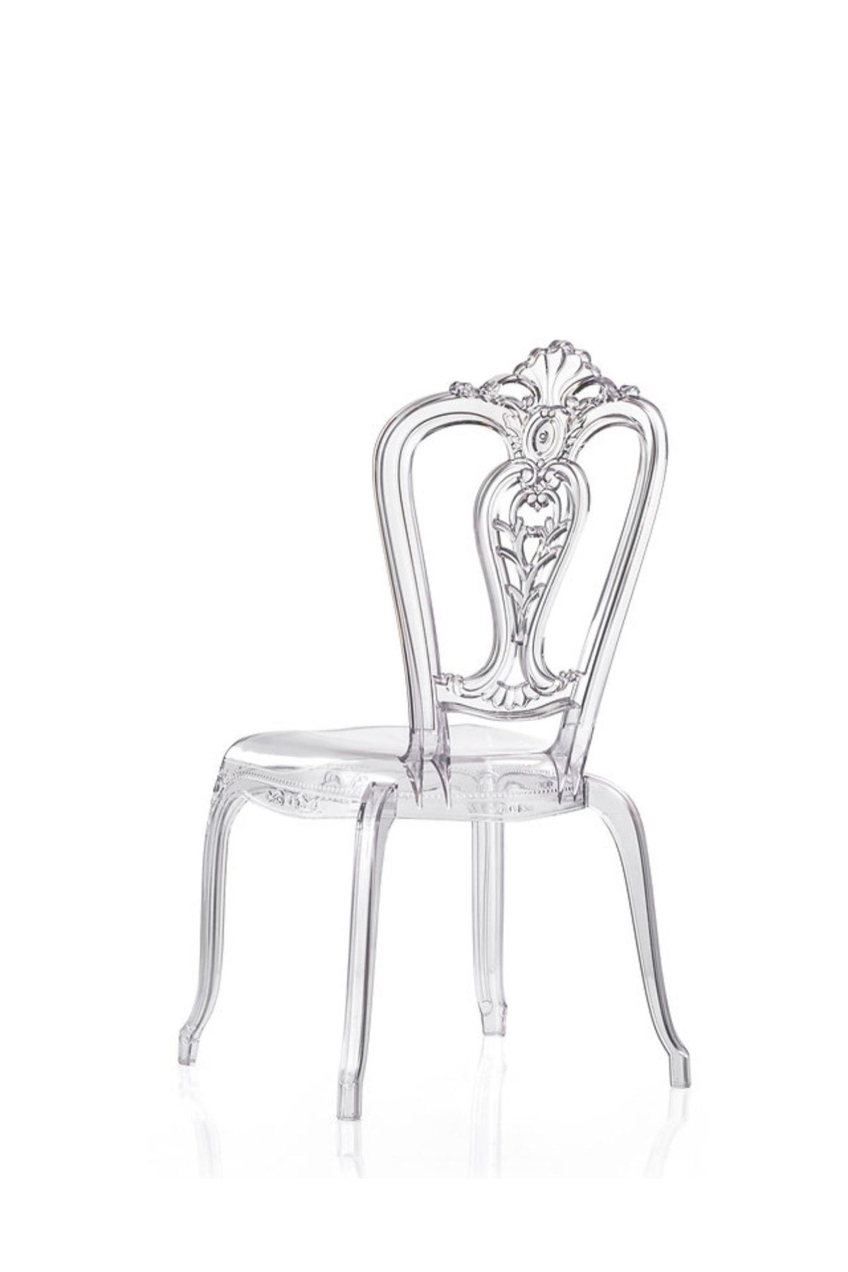 ORGANİZASYONOUTLET Barok Şeffaf Dekoratif Şeffaf Sandalye 1 Adet Yemek Çalışma Dış Mekan Düğün Nikah Sandalyesi