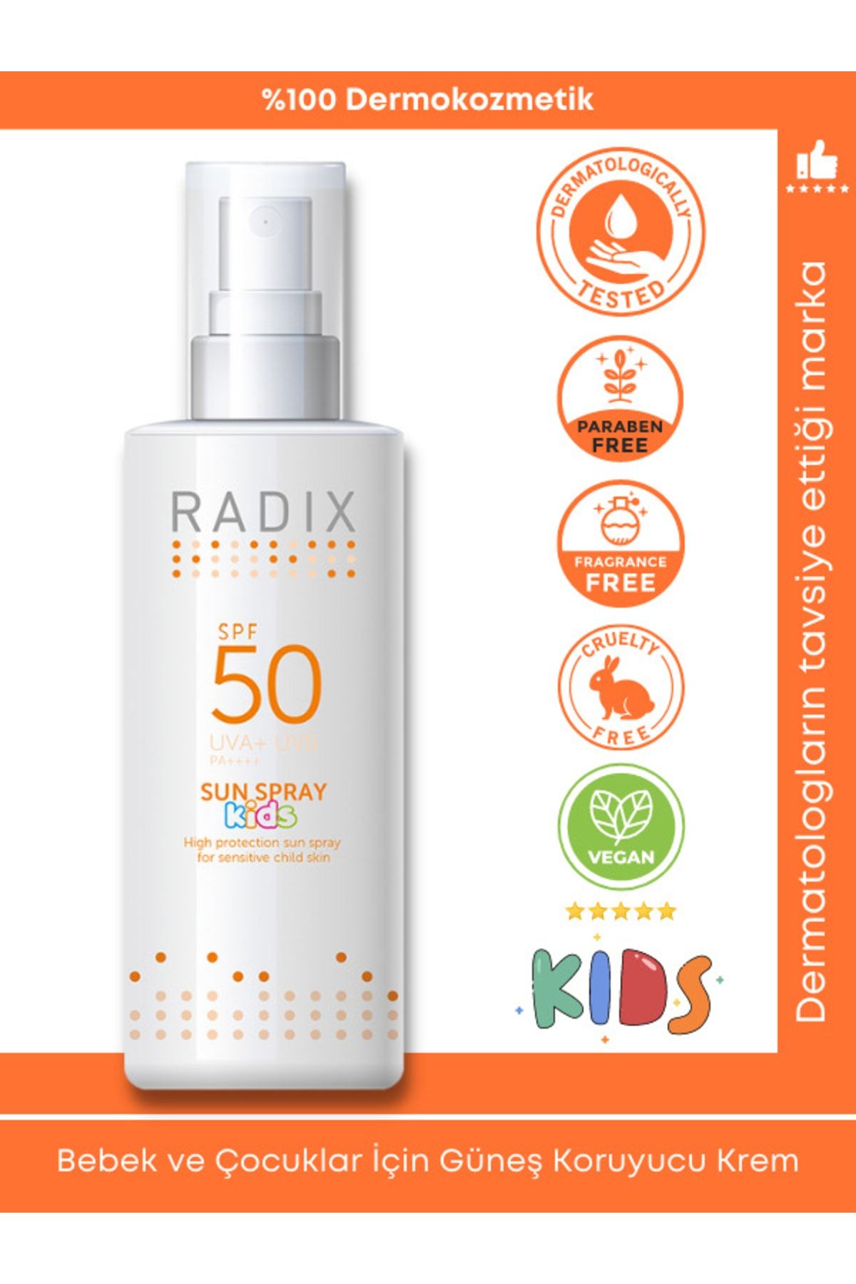 Radix Bebek Ve Çocuklar Için Güneş Koruyucu Krem Spf50 - Sun Spray Kids 150ml 8681877436066