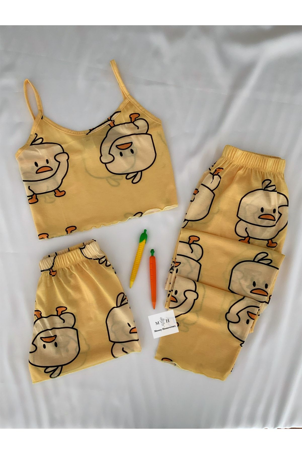 MH Moony Homewears 3'lü Yellow Chick Pamuklu Pijama Seti