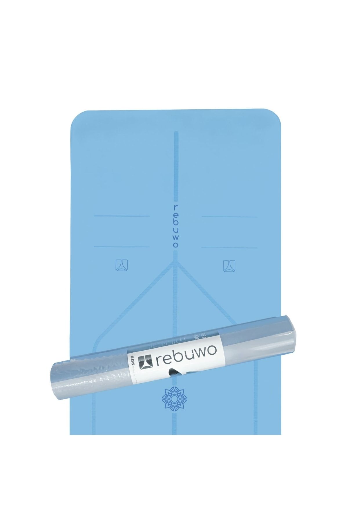Rebuwo Hızalamalı 5mm Kaydırmaz Doğal Kauçuk Yoga Matı Pilates Mat 182 X 68 Cm