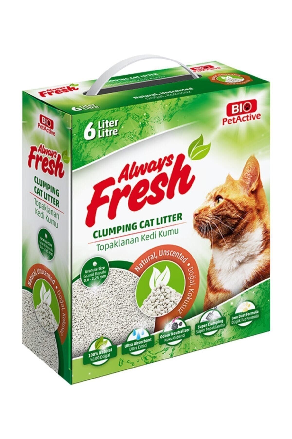 Bio PetActive Always Fresh Doğal Kokusuz Topaklanan Kedi Kumu 6 Litre