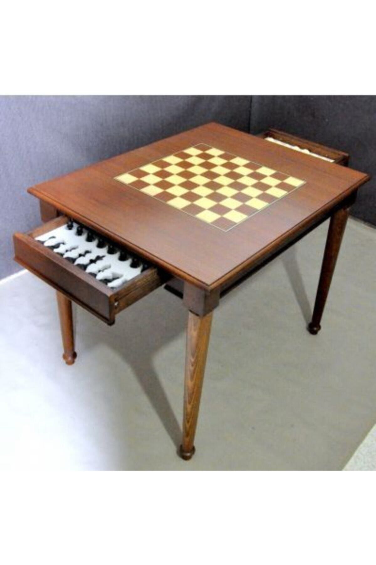 epoli satranç Ahşap Satranç Masası - 80cm X 80cm X 72cm