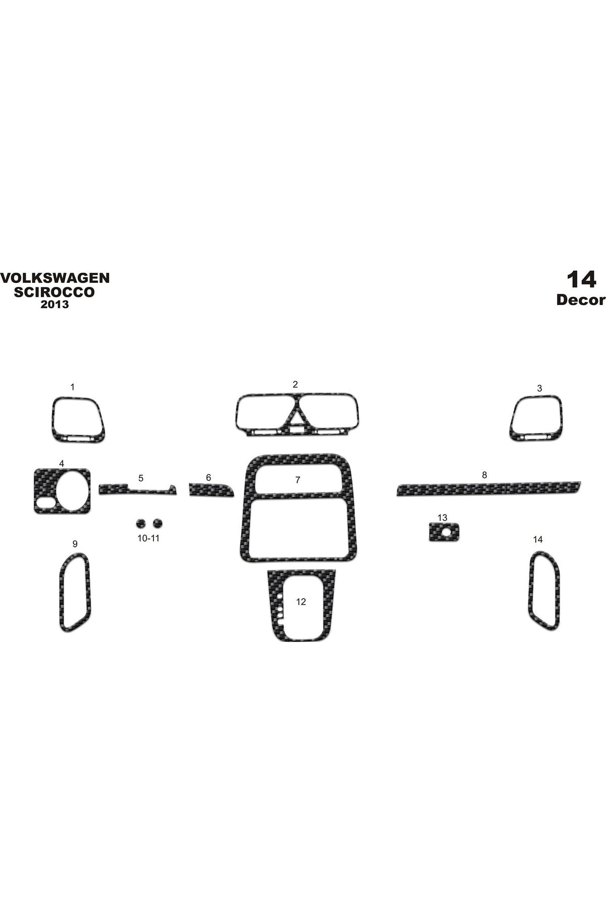 meriç cockpit design Meriç® Volkswagen Scirocco Ön Torpido Kaplama Karbon 14 Parça 2013-2018