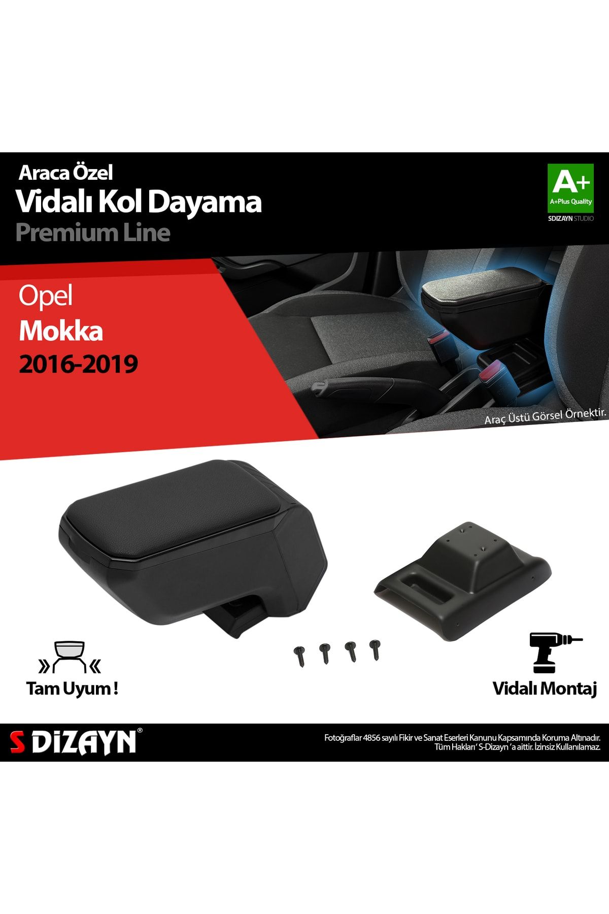 S Dizayn S-dizayn Opel Mokka Abs Vidalı Kol Dayama Kolçak Siyah 2016-2019 A+kalite