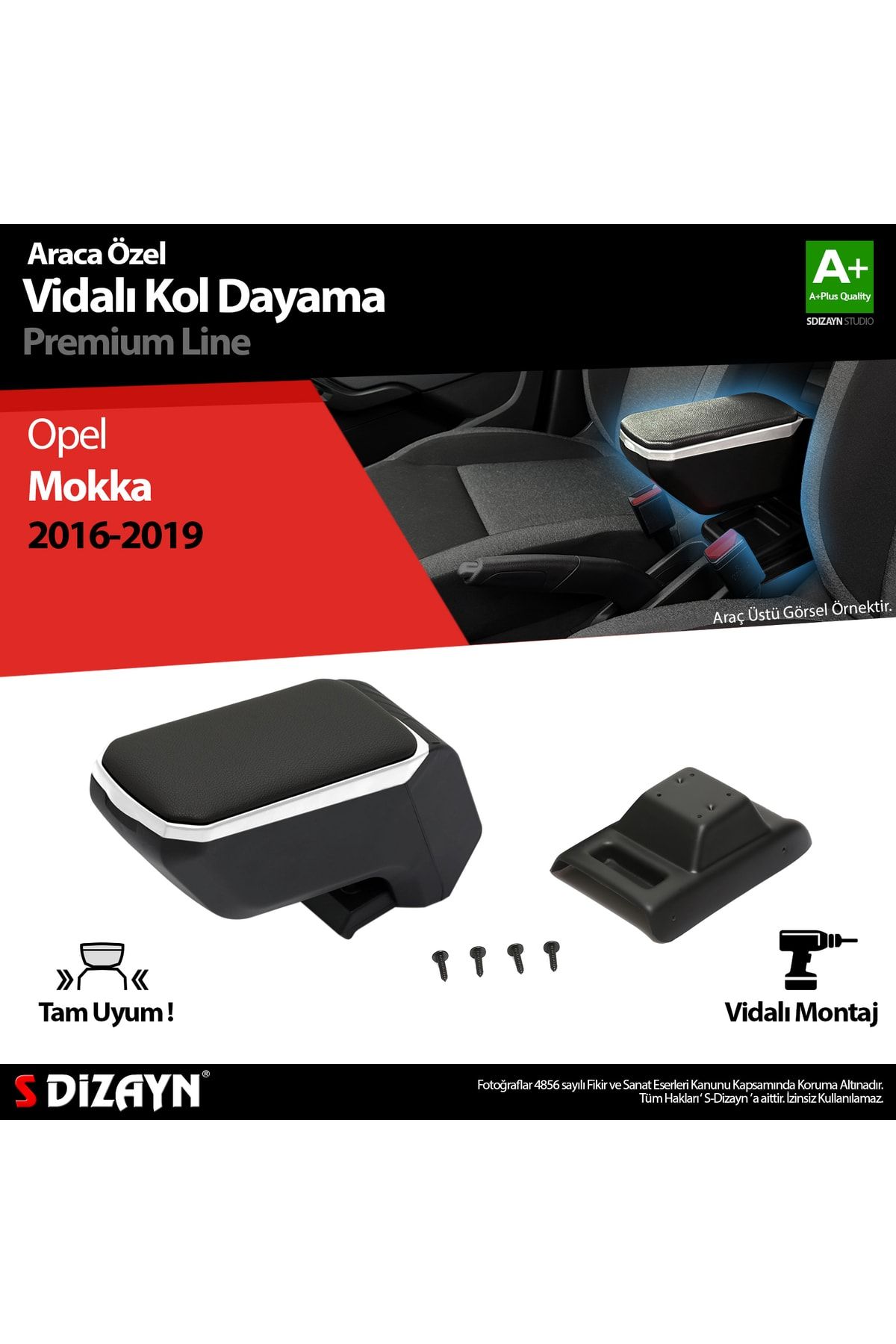 S Dizayn S-dizayn Opel Mokka Abs Vidalı Kol Dayama Kolçak Gri 2016-2019 A+kalite