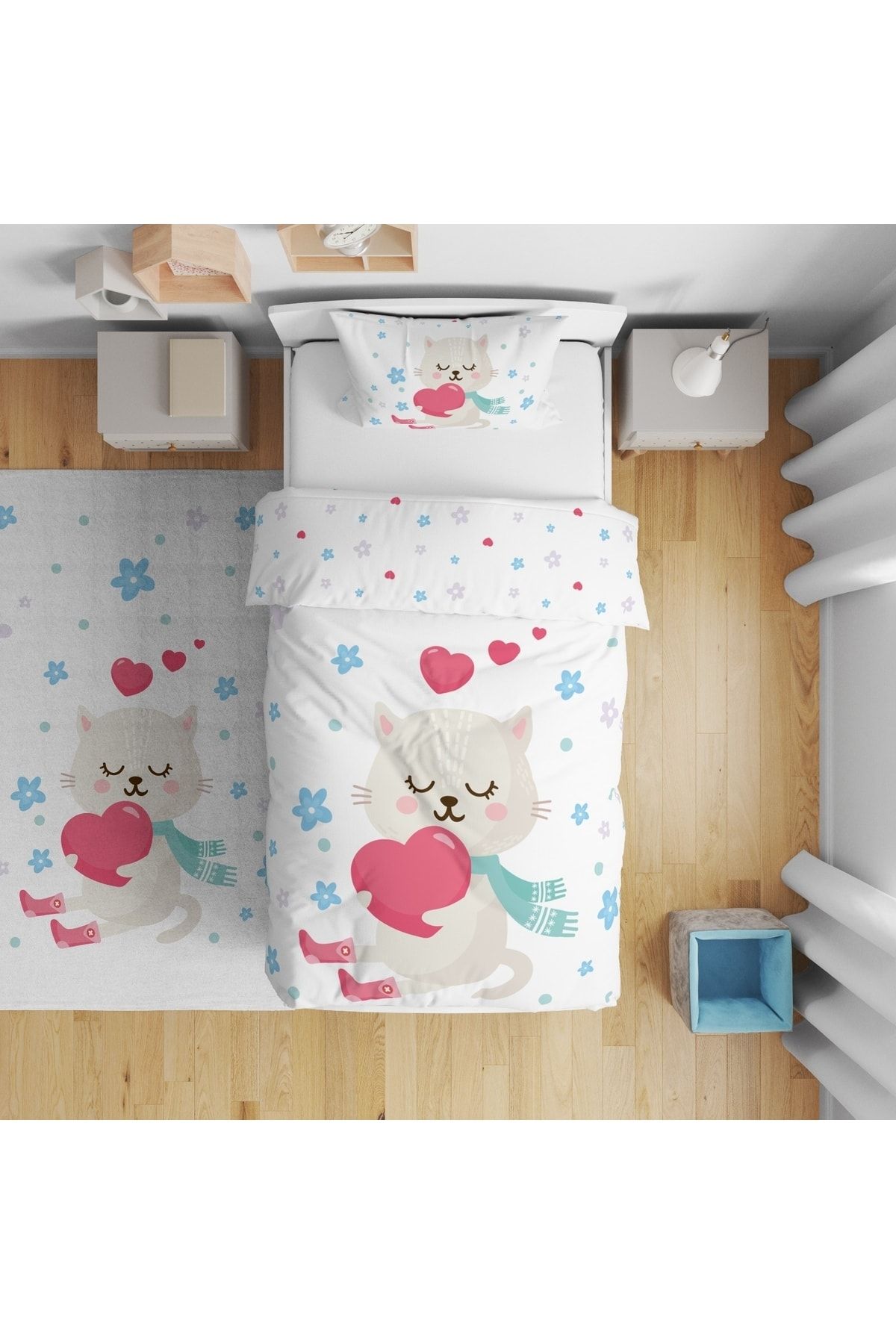 TuGu home baby Tugu Home&baby Çift Taraflı Dijital Baskılı Pamuklu Micro Saten Çocuk Odası Tek Kişilik Nevresim13