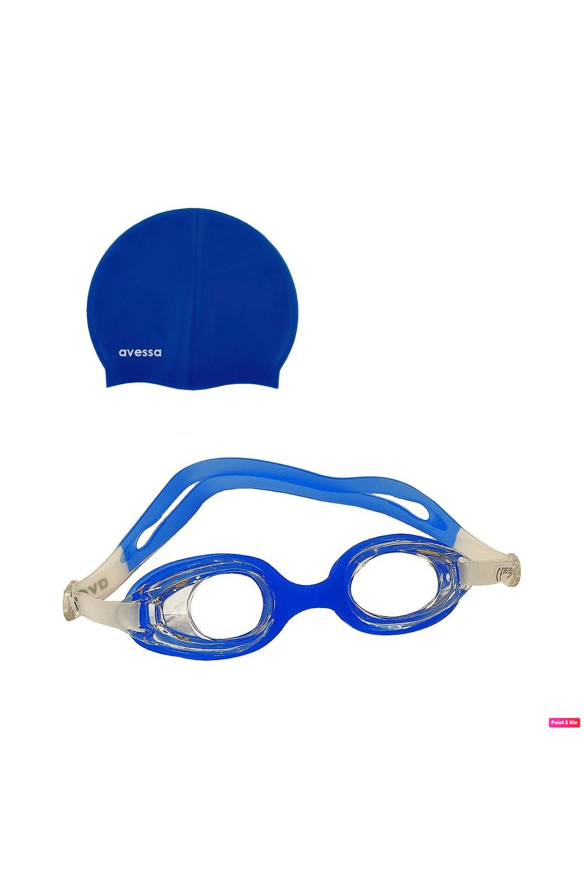 Avessa 2'li Çocuk Gözlüğü Havuz Seti Yüzücü Deniz Gözlüğü Havuz Gözlüğü + Bone Mavi