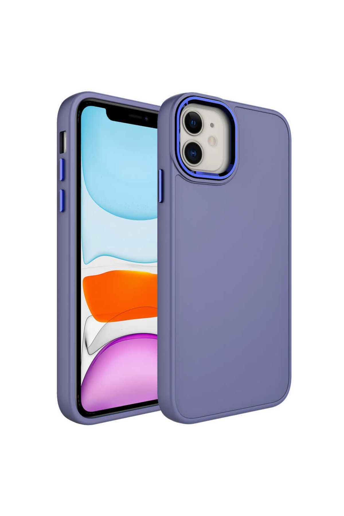 Zore Apple Iphone 11 Uyumlu Kılıf Metal Çerçeve Ve Buton Tasarımlı Silikon Luna Kapak (lavendery gr