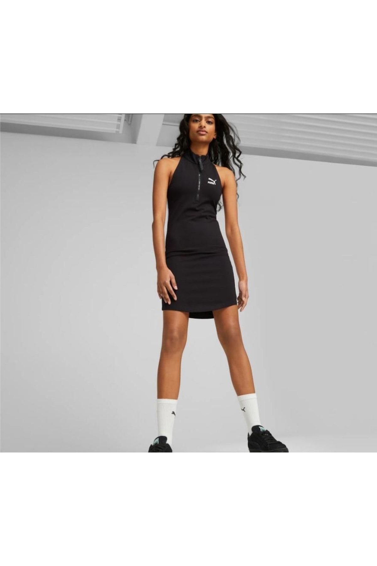 Puma T7 Trend 7etter Kadın Siyah Yarım Fermuarlı Elbise