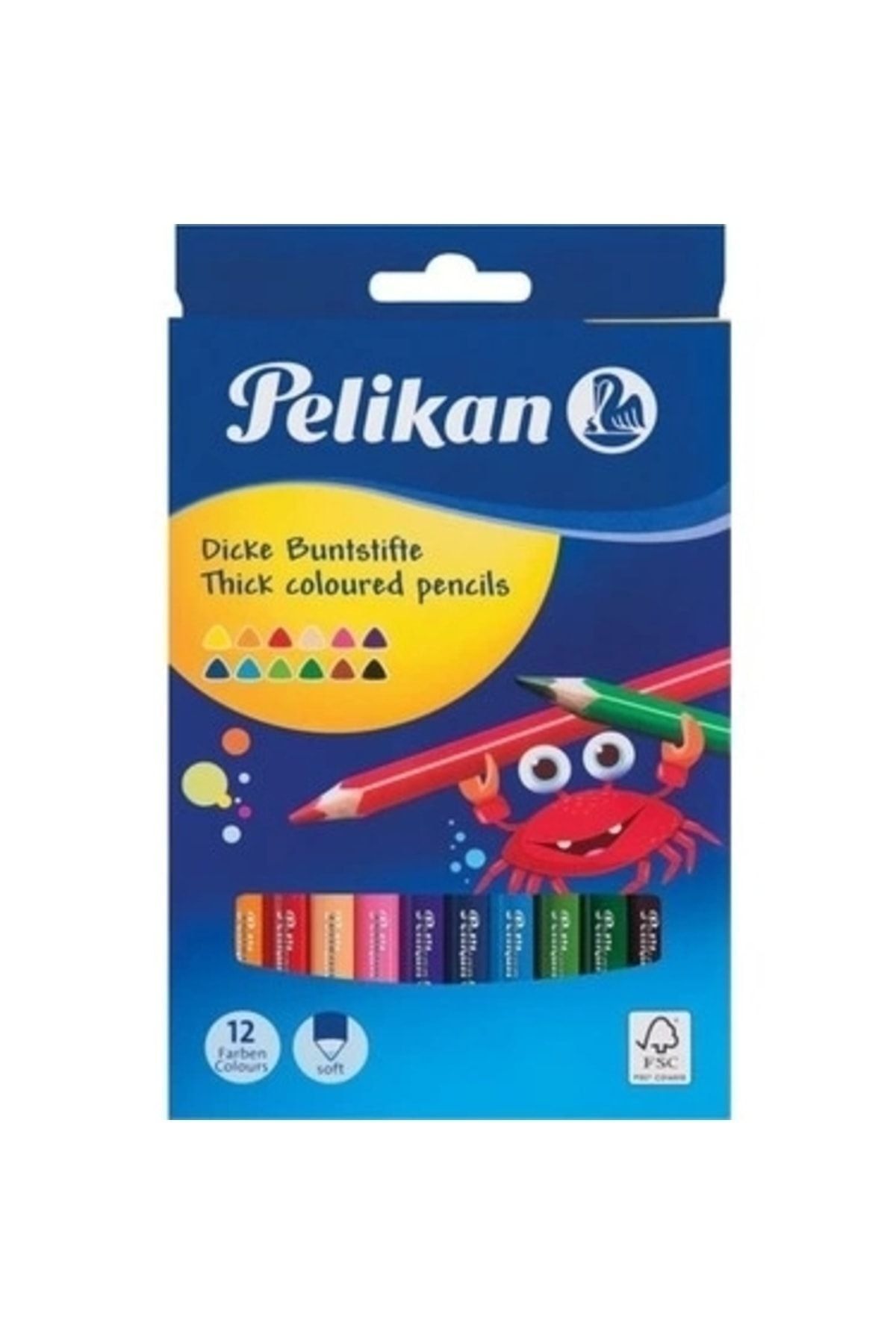 Pelikan Kuru Boya Kalemi Combino Jumbo Üçgen 12 Renk P-811194