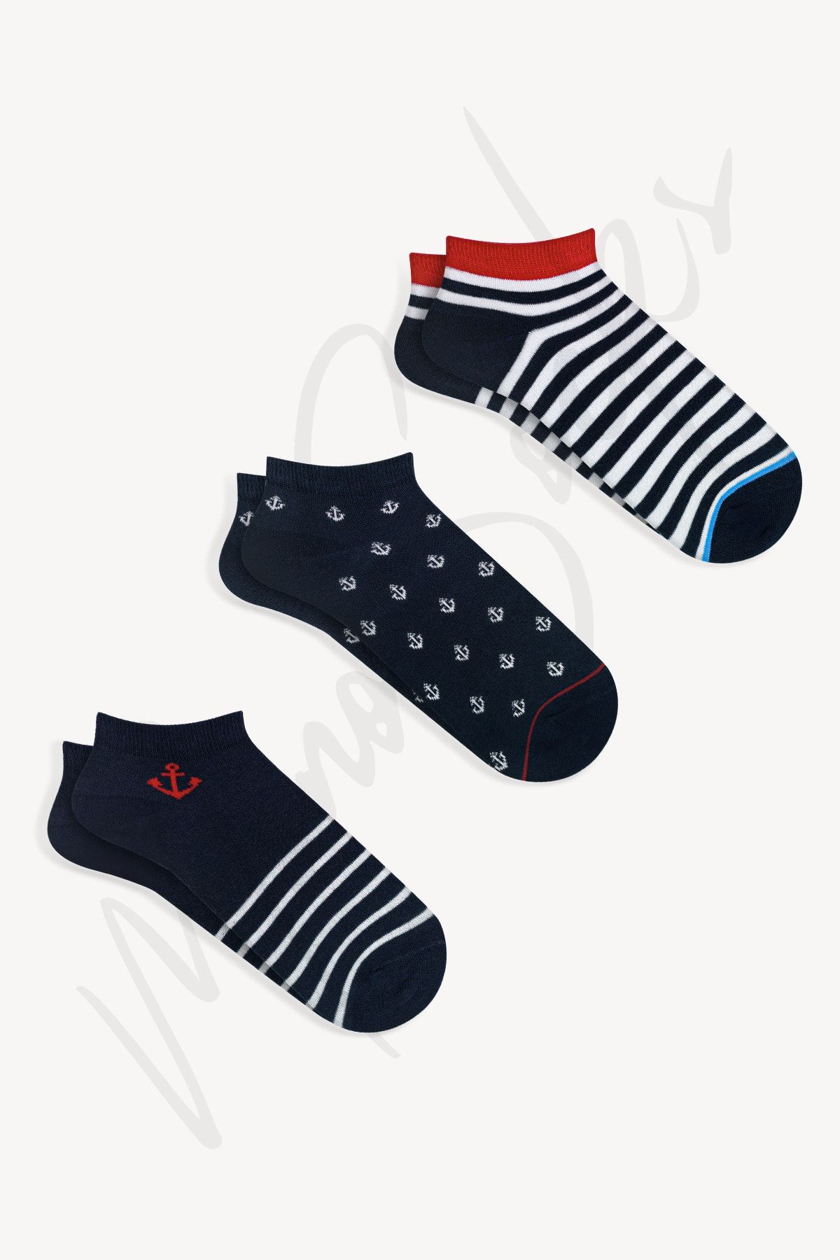 Mono Socks 3'lü Çapalı Patik Çorap