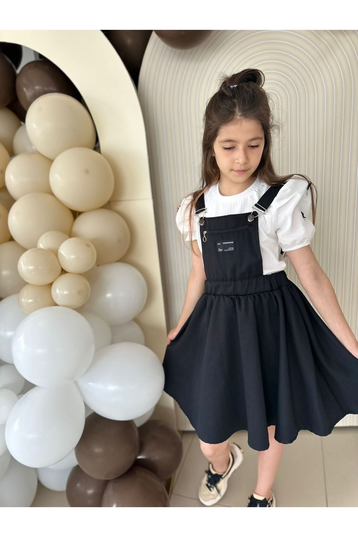 ELISHA Kız Çocuk Kısa Balon Kollu Badi Ve Gabardin Jile Elbise