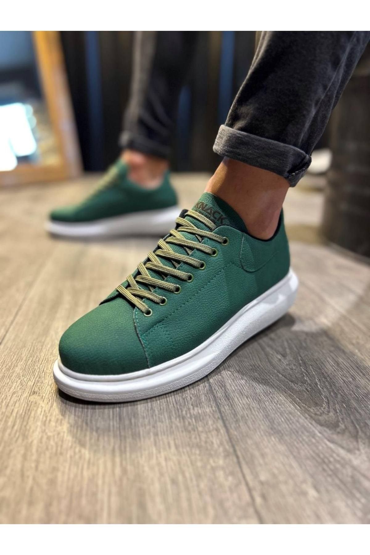 Genel Markalar Casual Yüksek Taban Tarz Yeşil Beyaz Günlük Ayakkabı