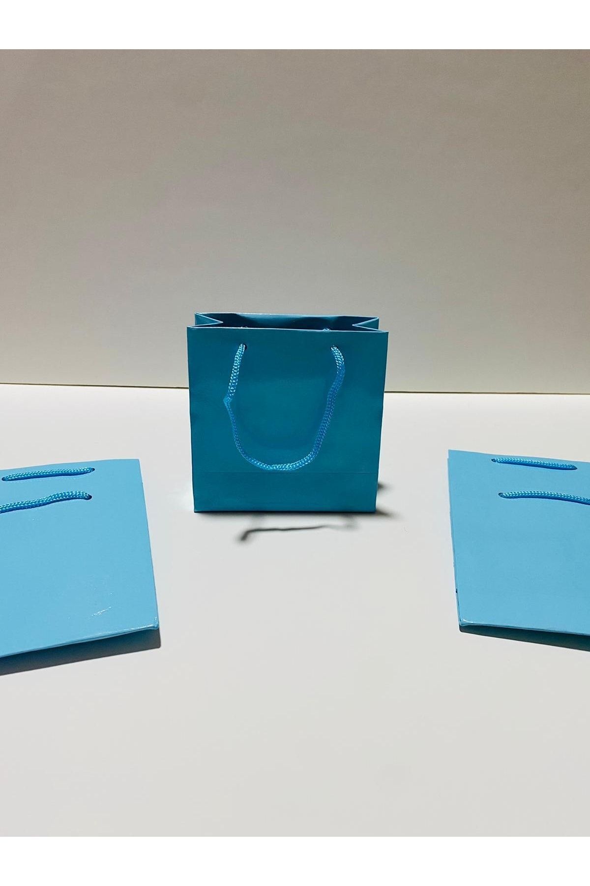 hediyelikcim Hediye Verme Organizasyonlarınız Için Şık Ve Çevre Dostu Karton Çantalar - 11x11 Cm 50 Adet Mavi
