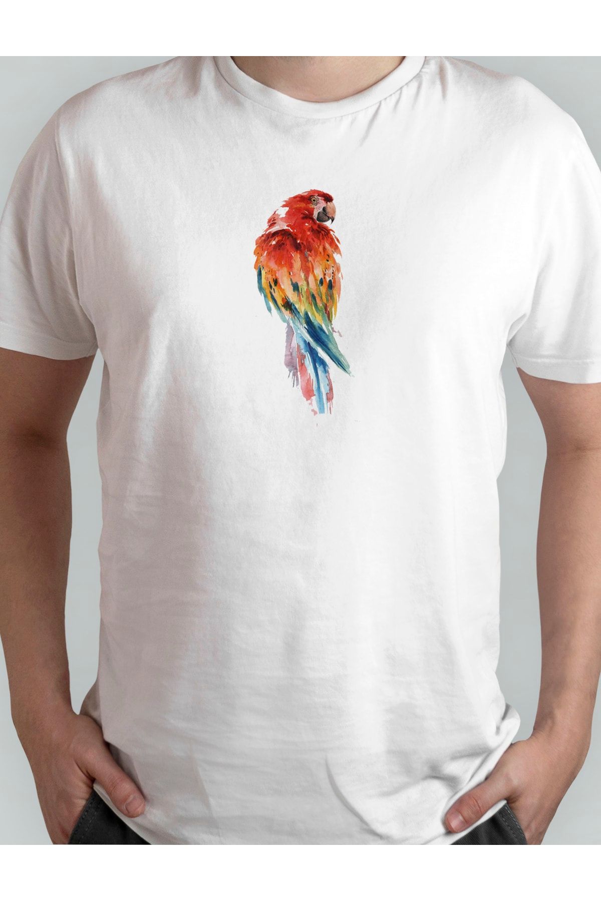 Xanimal Baskılı Parrot Büyük Beden Pamuklu T-shirt 3xl 4xl 5xl 6xl 7xl