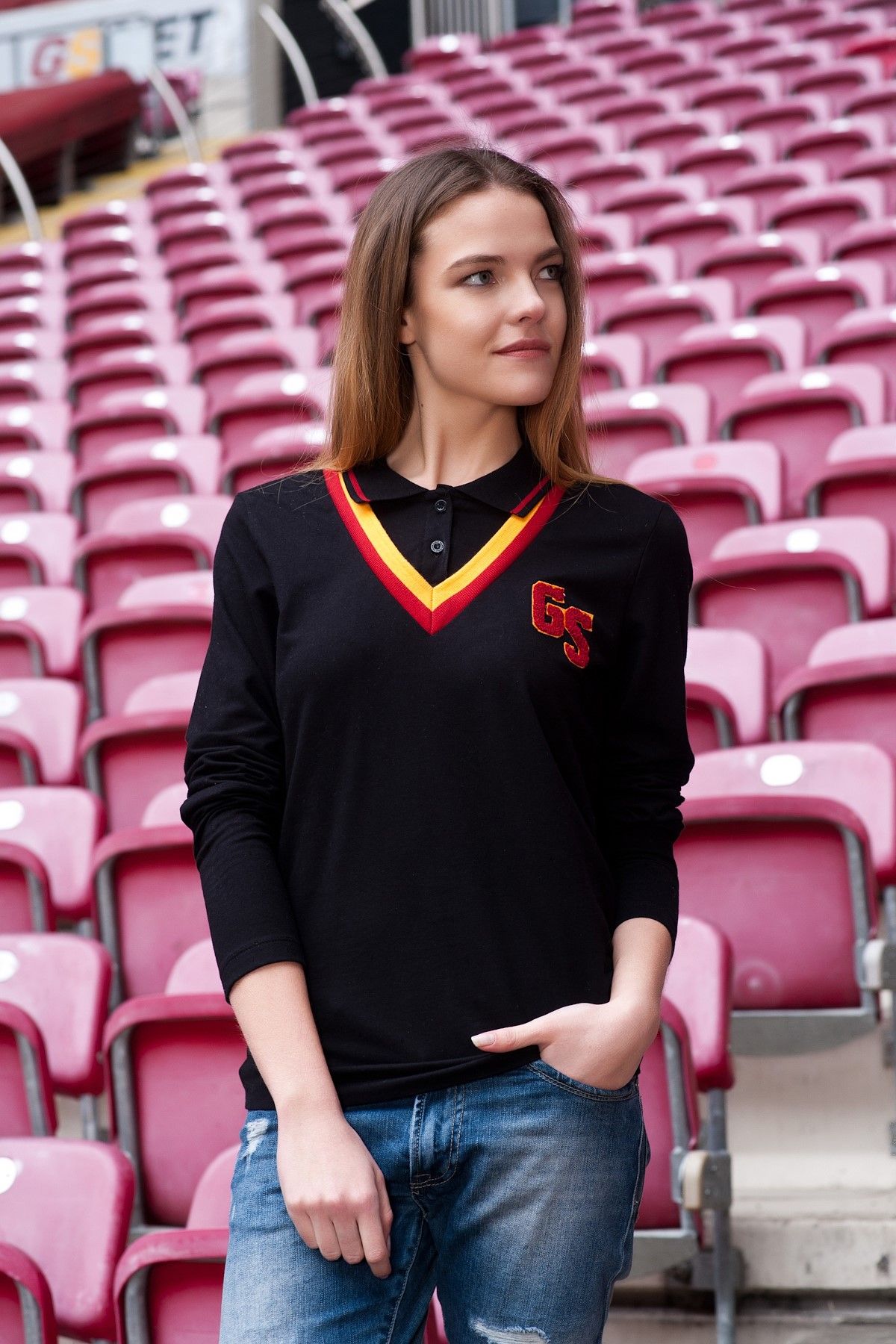 Galatasaray Galatasaray Kadın Siyah Polo Yaka T-Shirt - K023-K45039