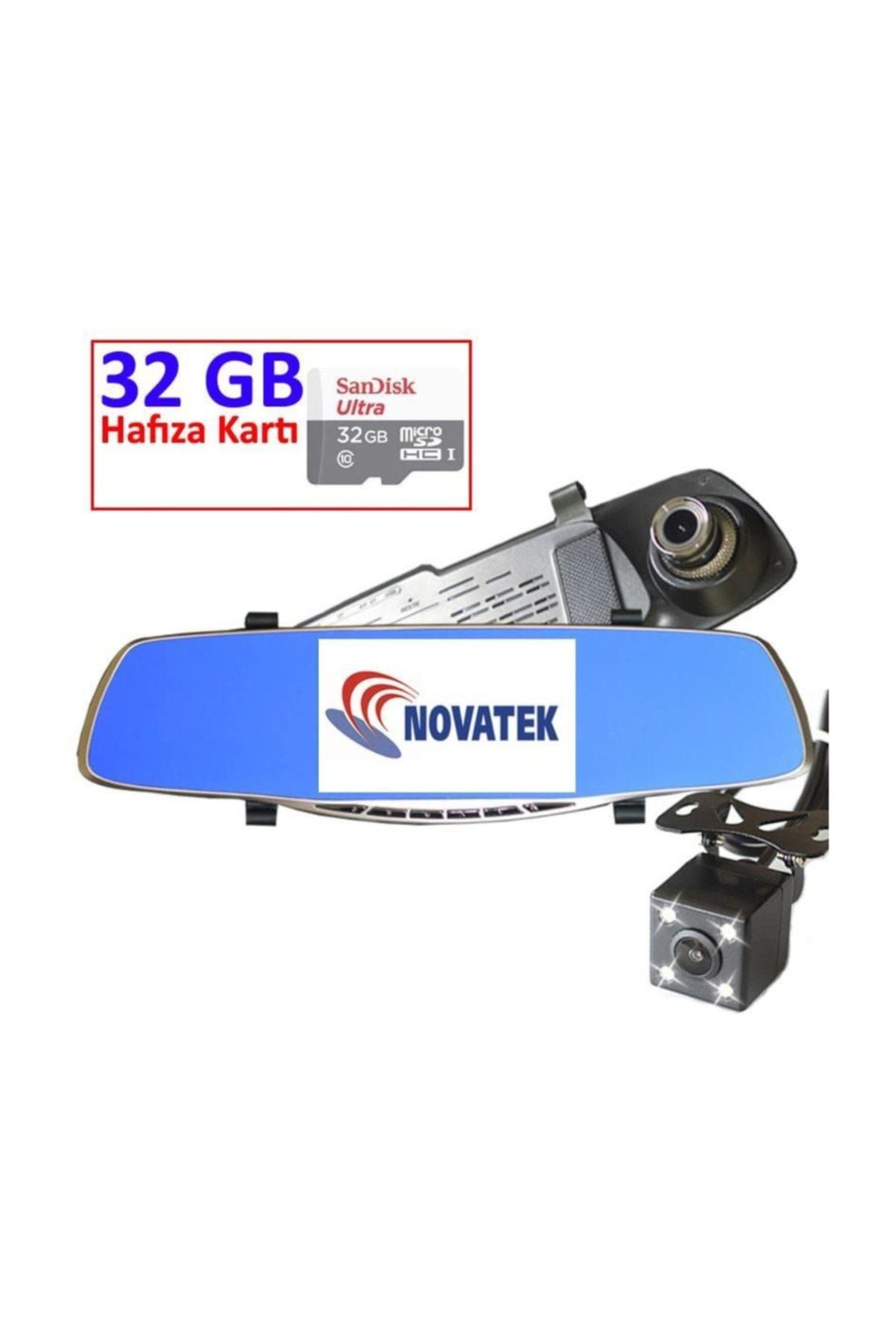 Novatek Türkçe Gece Görüşlü Dikiz Aynalı Kamera NT82HD+ 32GB Hafıza Kartı