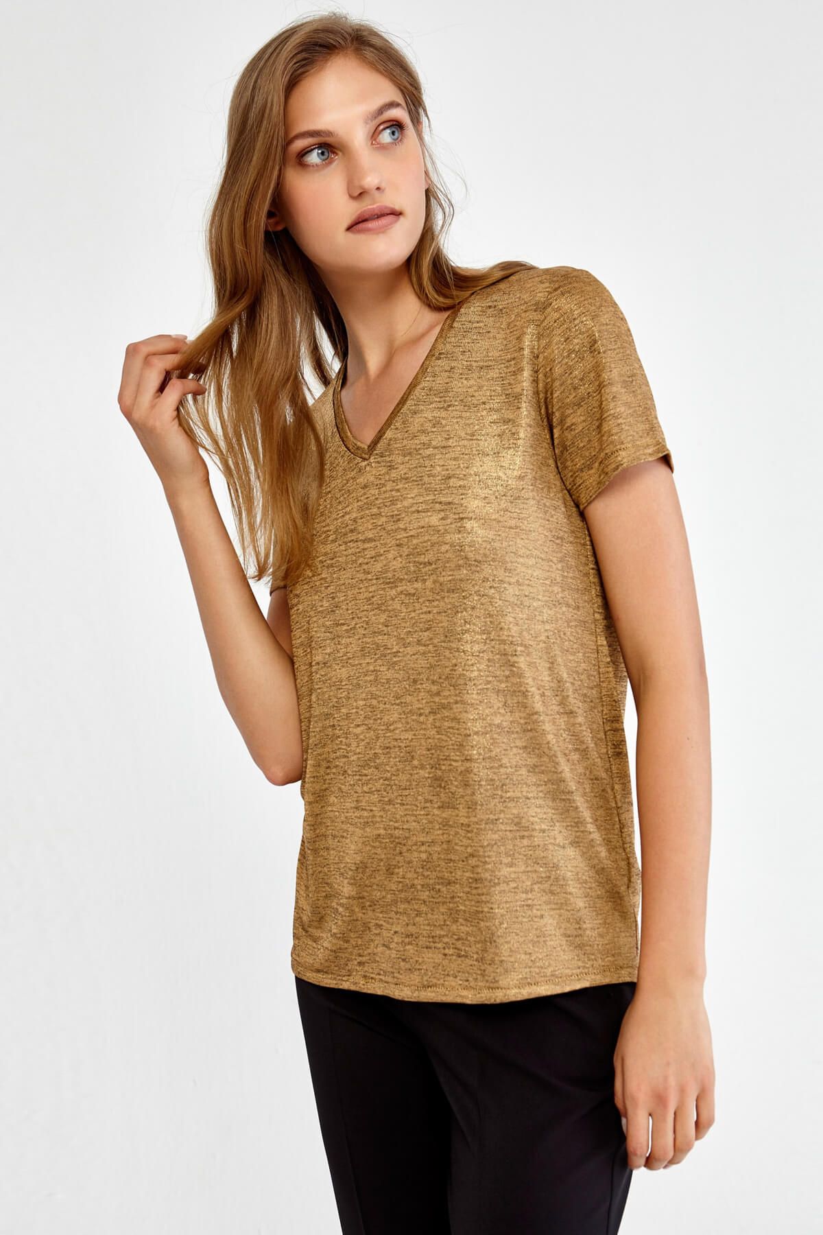 İpekyol Kadın Altın Rengi T-Shirt IW6170070042