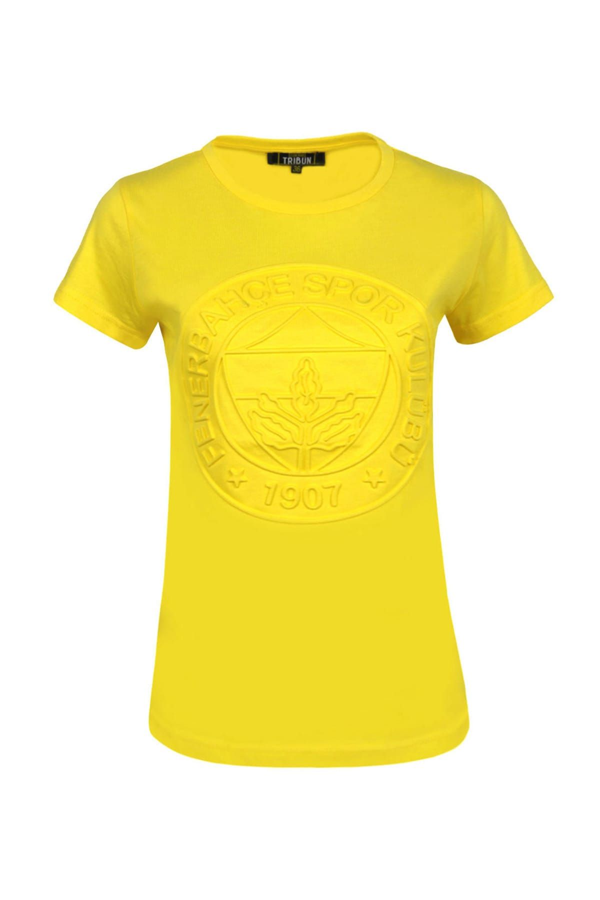 Fenerbahçe Sarı Bayan T-Shirt Kadın Trıbun Tek Renk Kk Emboss A-500-0-34