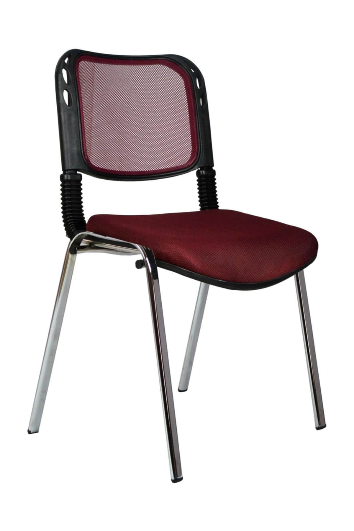 Bürocci Fileli Kromajlı Form Sandalye Bordo
