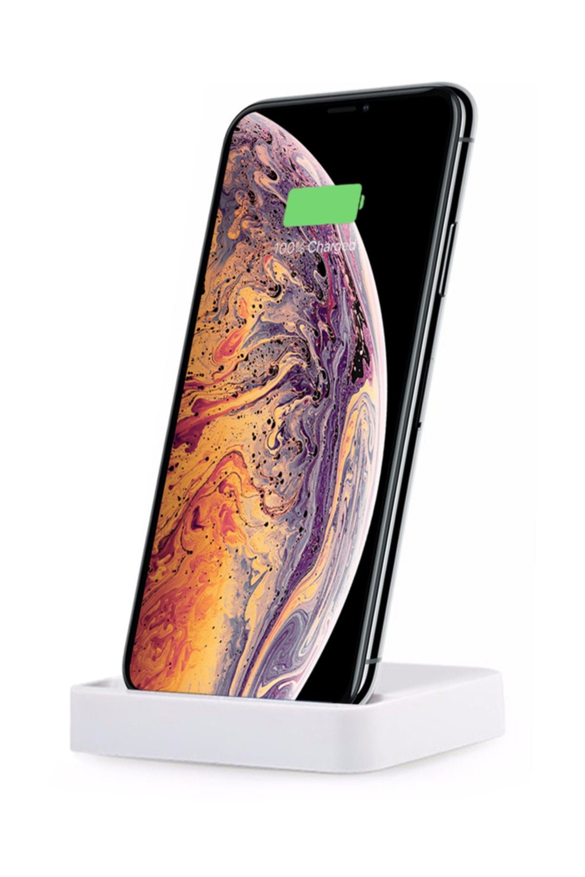 Microsonic iPhone XS Max (6.5'') Dock masaüstü şarj cihazı standı Beyaz