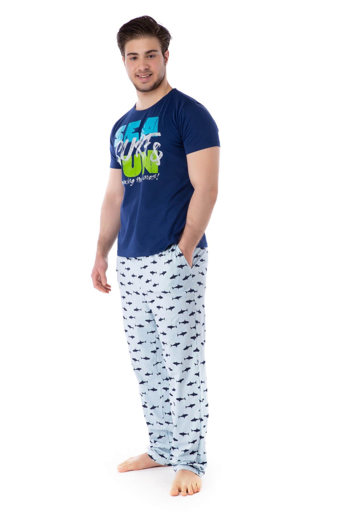 Pamuk Pamuk Desenli Erkek Pijama Takım