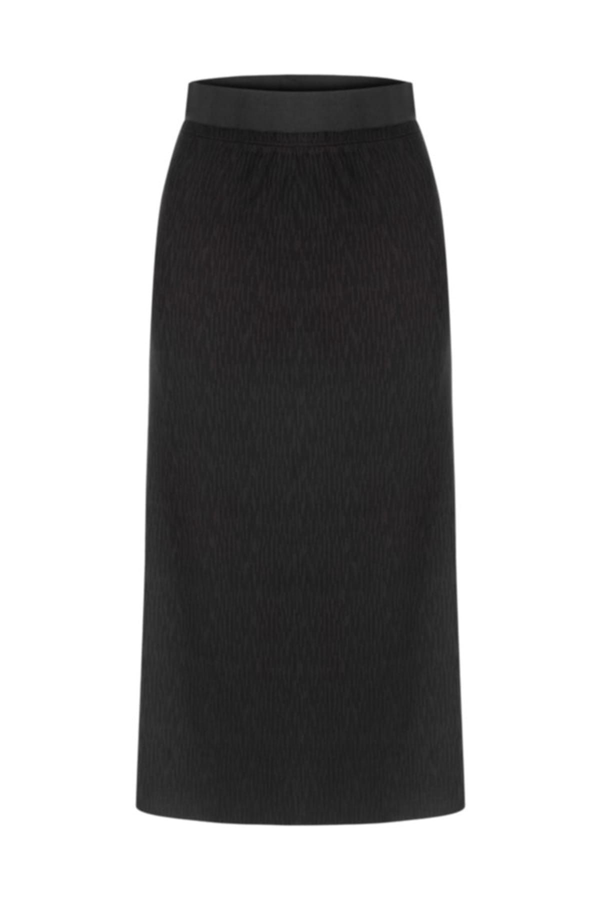 Mudo Kadın Siyah Beli Lastikli Midi Boy Elbise 1204591