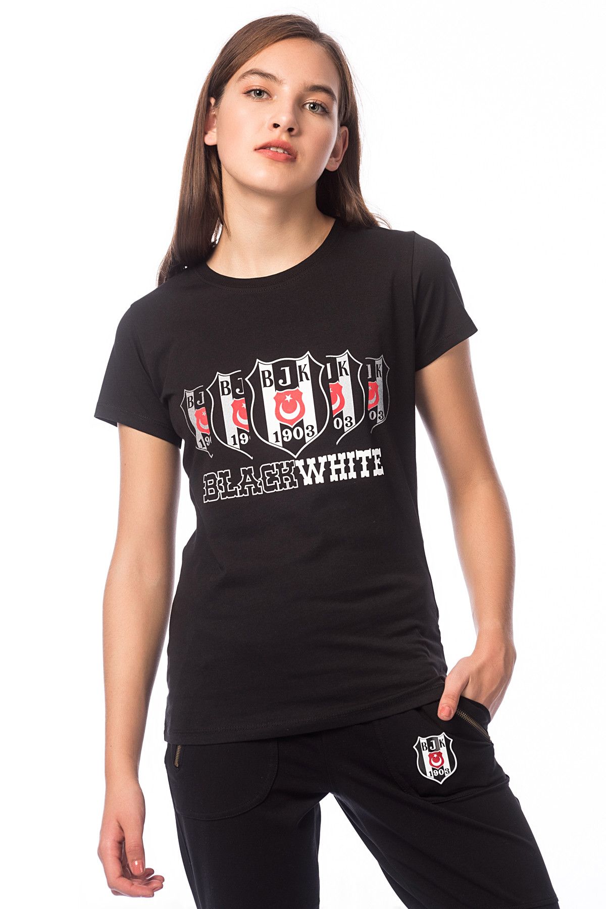 Beşiktaş Kadın Siyah T-Shirt - 8KEJB03002