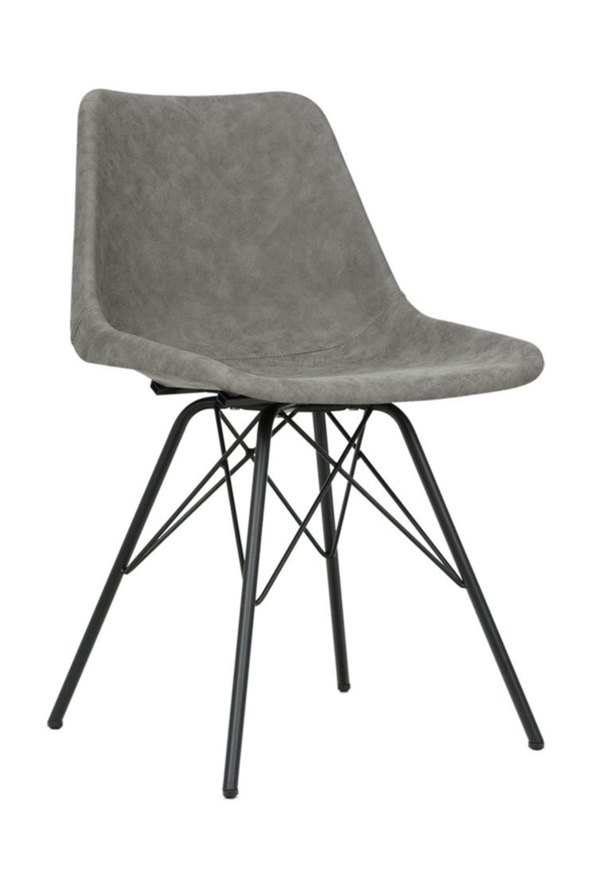 Vitale Leather Antrasit Metal Ayaklı Sandalye
