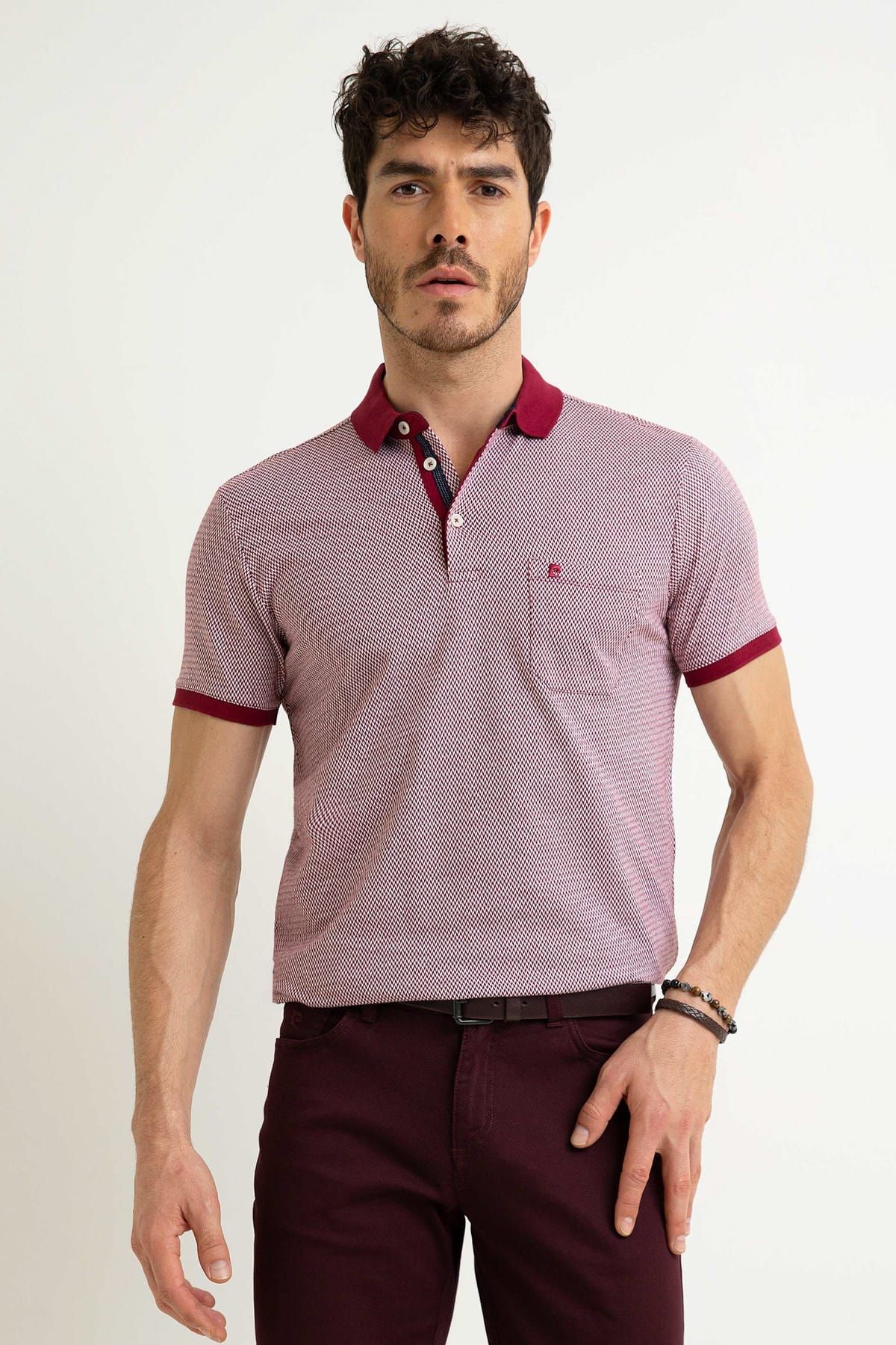 Pierre Cardin Bordo Regular Fit Polo Yaka T-Shirt