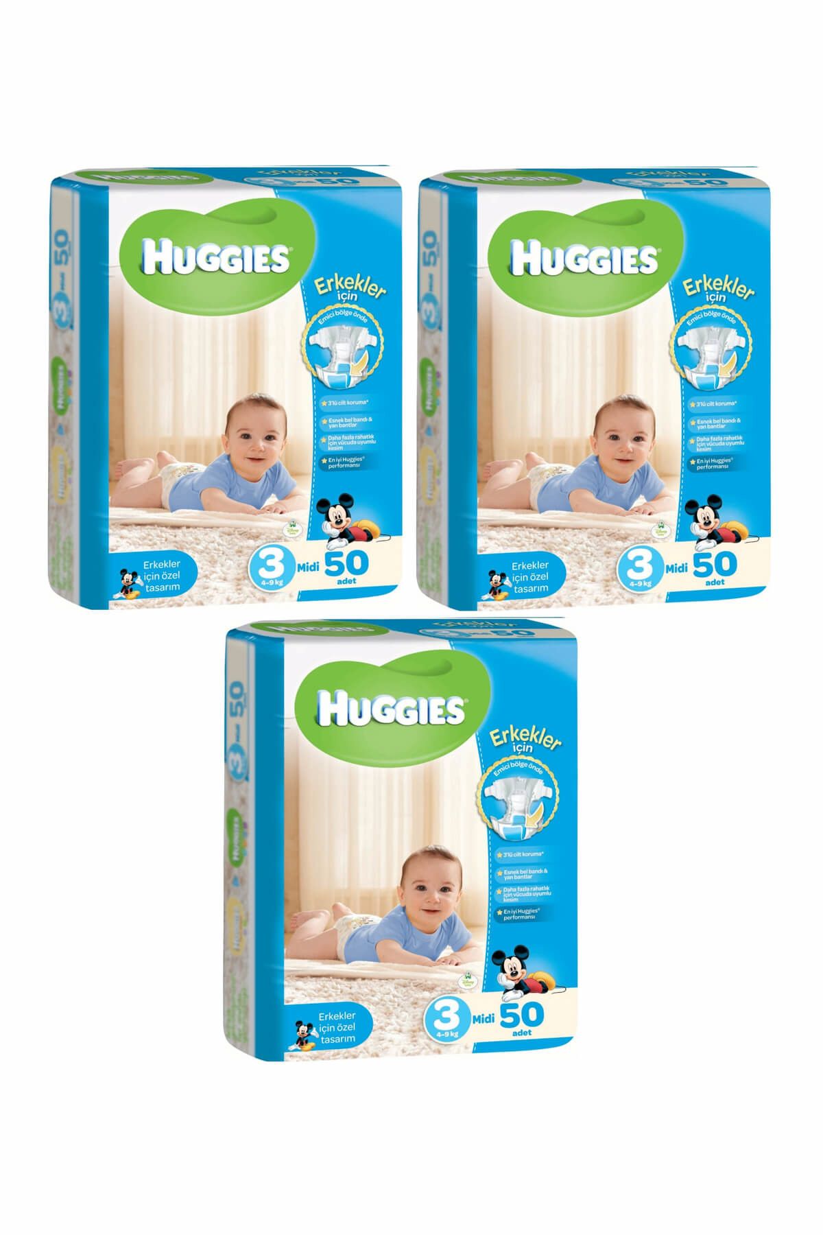 Huggies Bebek Bezi Jumbo 3'lü Set Erkek 3 Beden 150 Adet