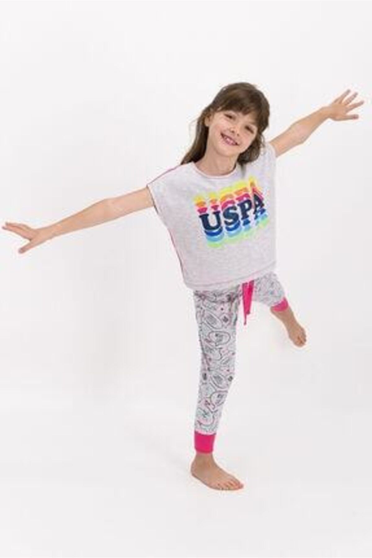U.S. Polo Assn. Lisanslı Kız Çocuk Kısa Kol Pijama Takımı