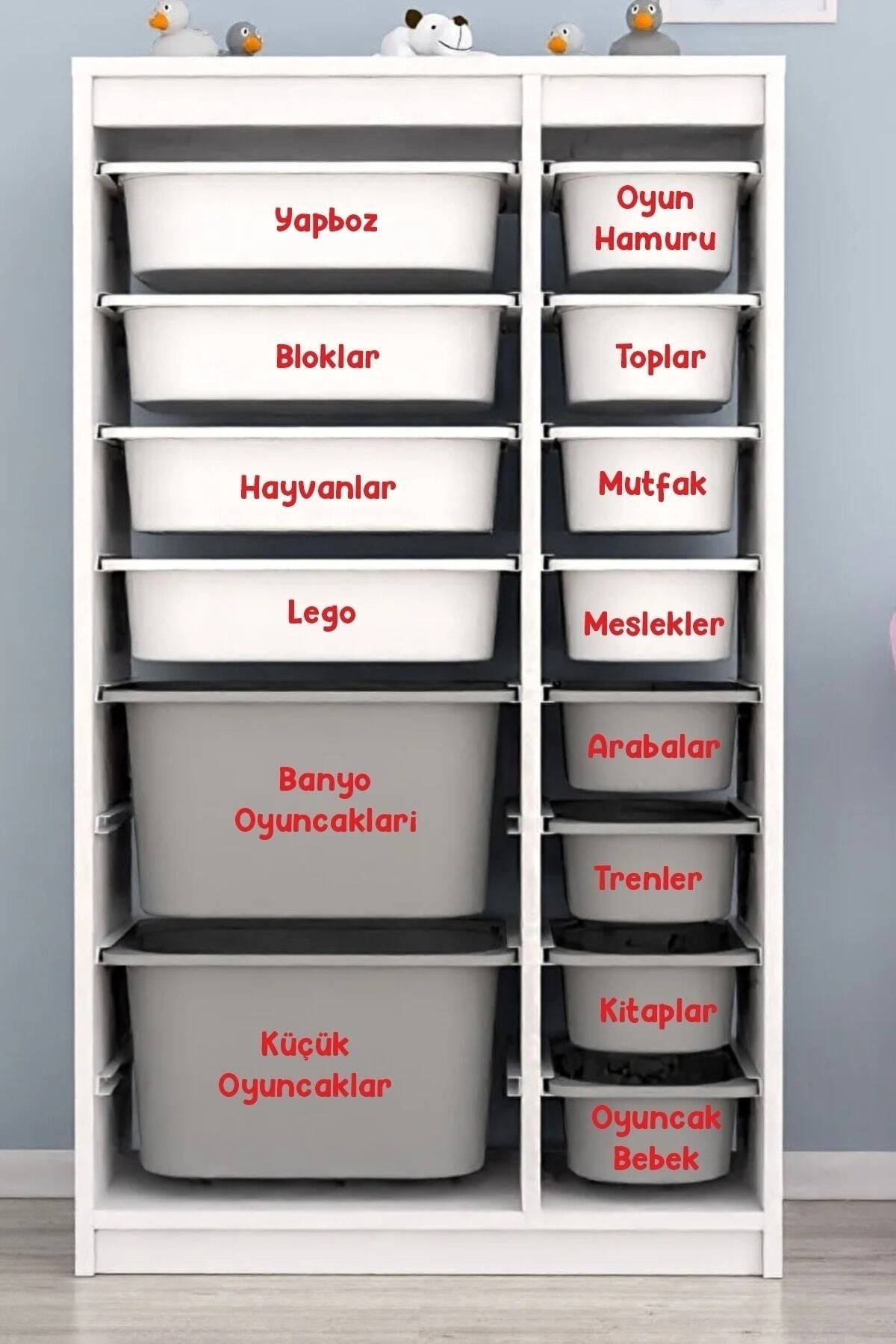 Sim Tasarım Oyuncak Kutusu Etiket Sticker - Oyuncak Dolabı Düzenleme Organizer