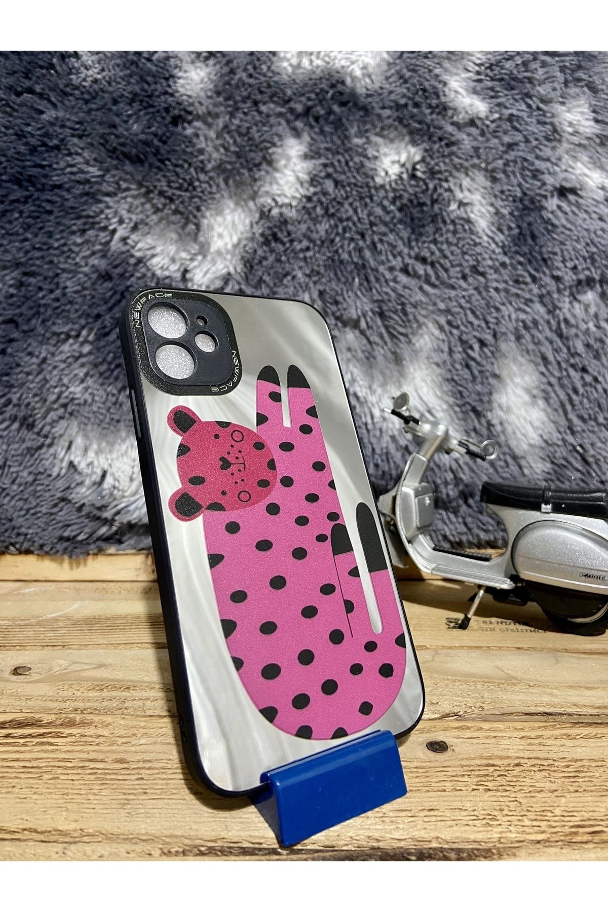 Dcstore Iphone 11 Aynalı Kılıf Puantiye Cat Desenli Lüx Lazer Baskılı Case