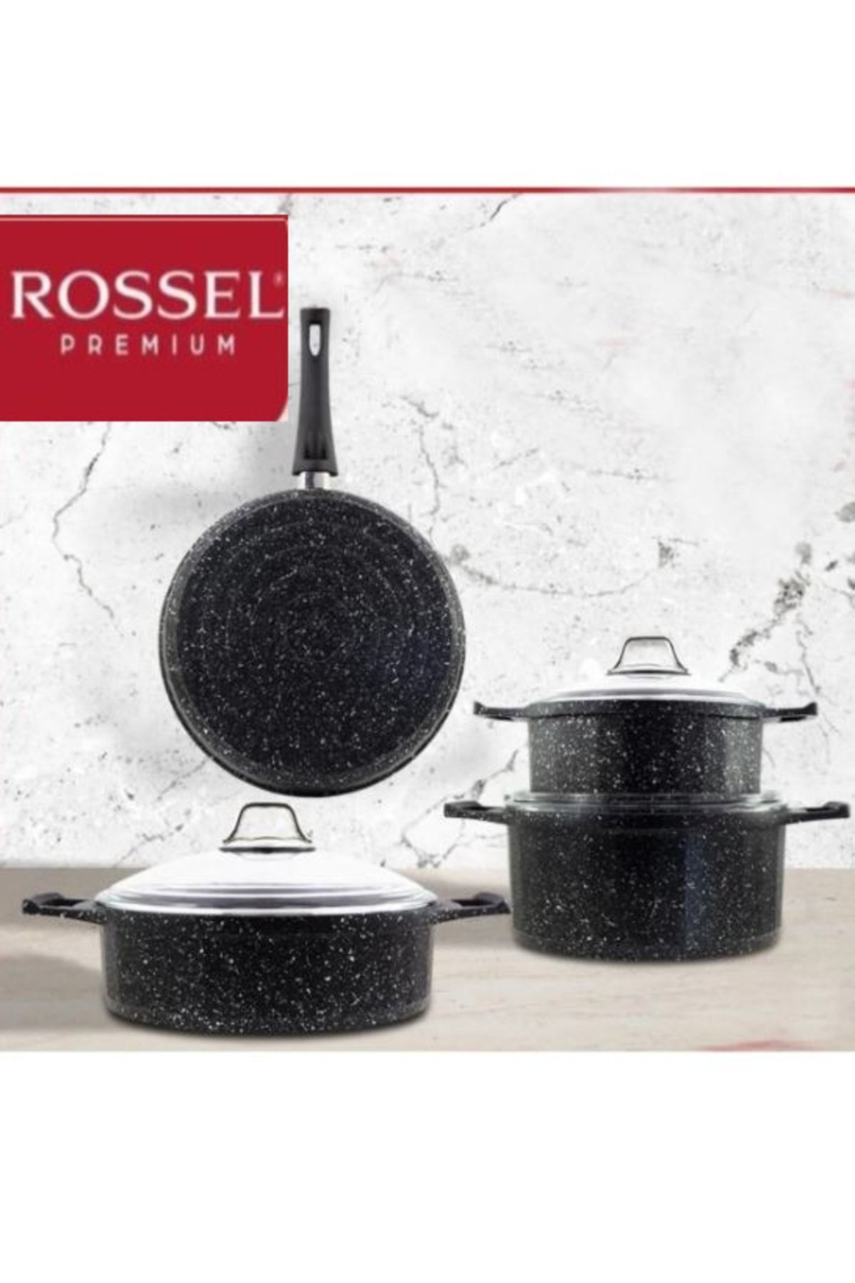 Rossel Premium 7 Parça Fary Metal Kulp Tencere Seti Togo-656