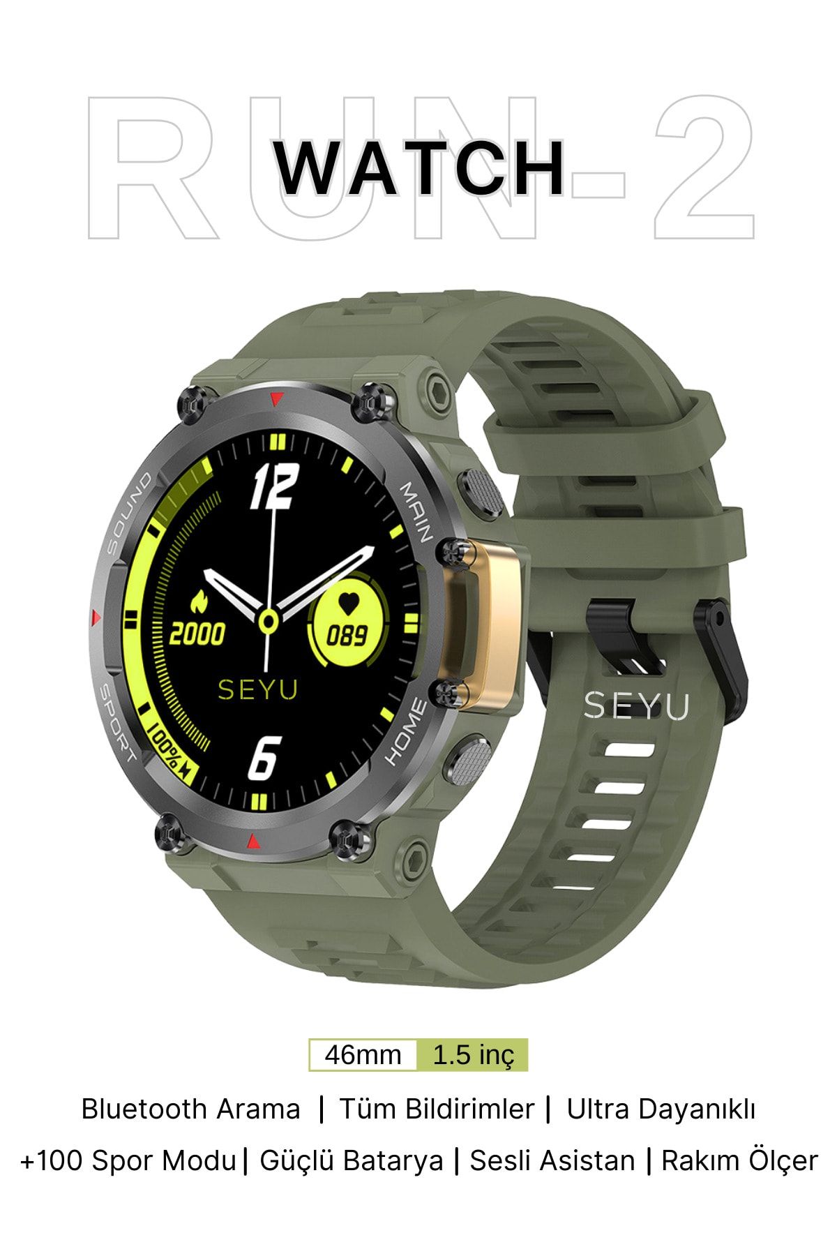 SEYUWATCH Watch Run 2 Akıllı Saat Iphone Ve Android Tüm Telefonlara Uyumlu Smartwatch