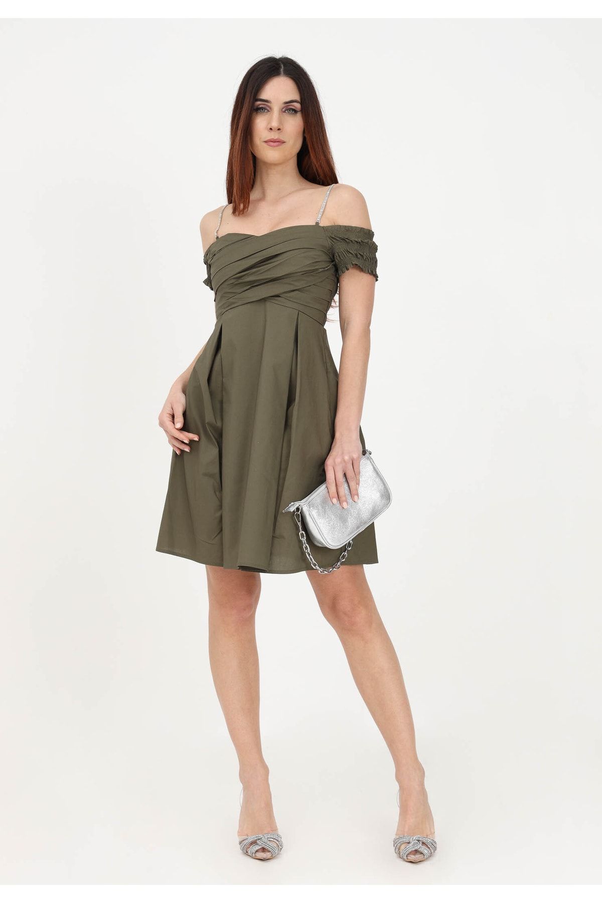Liu Jo Kadın Askılı Mini Düşük Kol Detaylı Mini Haki Elbise Wa3006t4853-90516