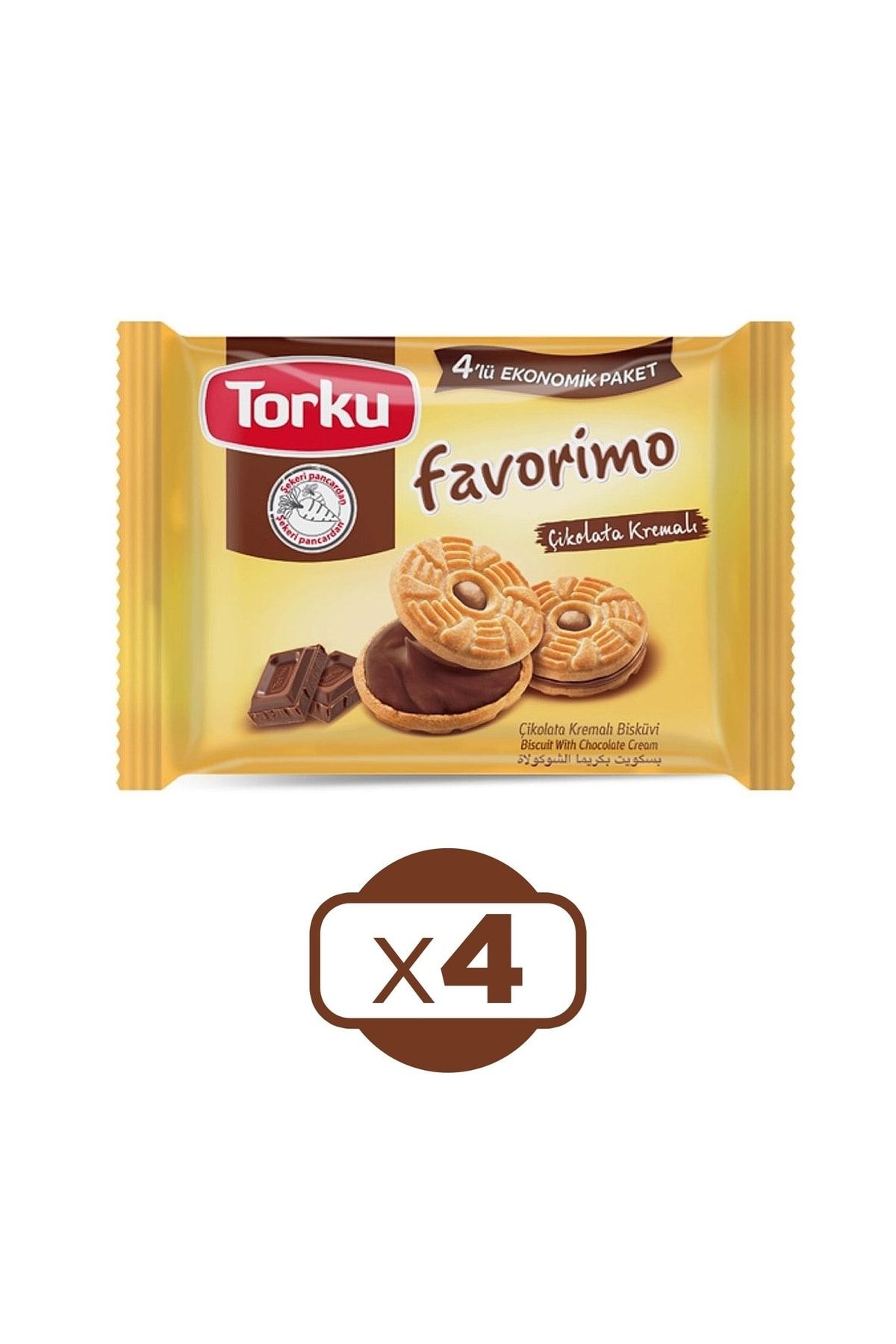 Torku Favorimo 4 Lü Çikolata Kremalı Bisküvi X 4 Paket
