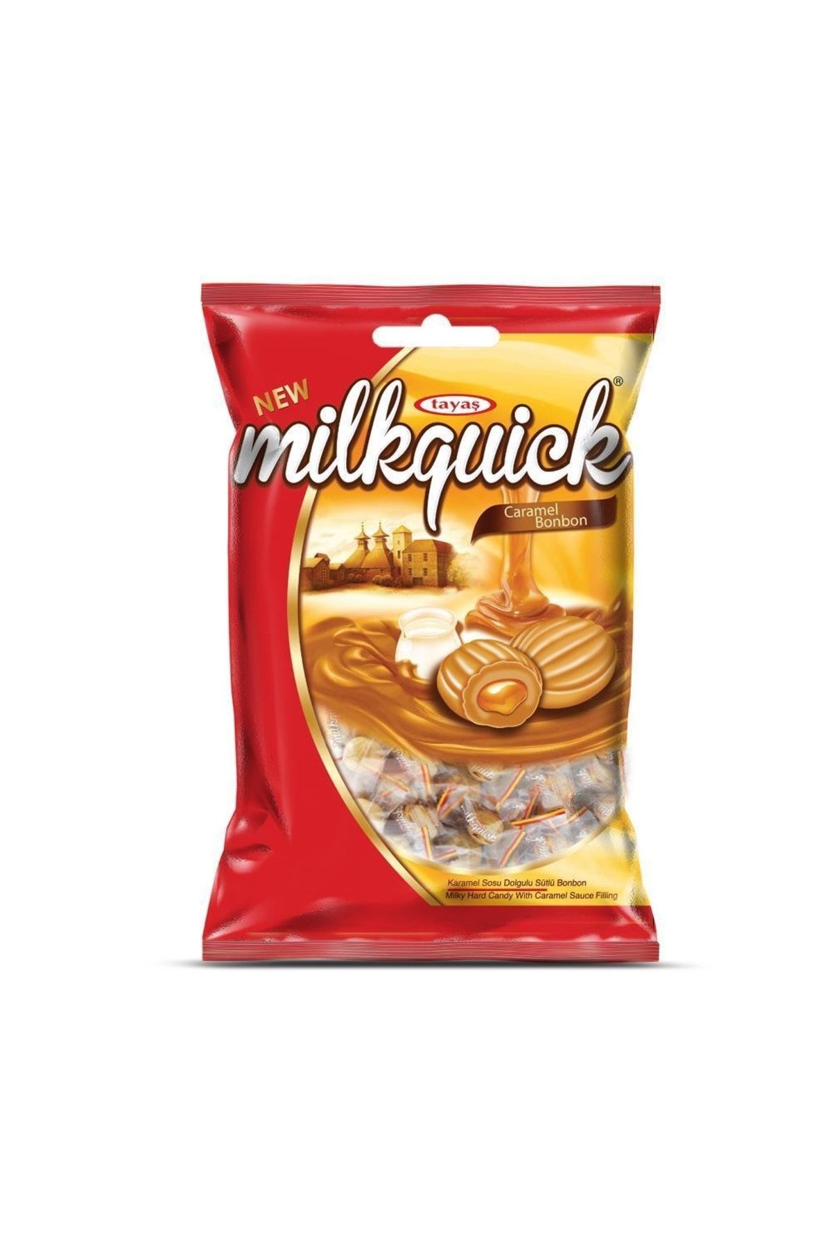 TAYAŞ Milkquick Karamel Sosu Dolgulu Sütlü Bonbon Şekerleme 300 Gr.