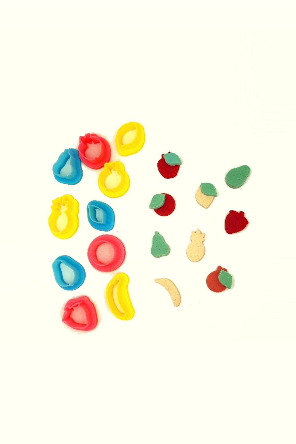 WE3D Yaz Aşkı - Mini Meyve Polimer Kil Seramik Hamuru Micro Kalıp Seti 10 Parça 1,3 - 1,5 - 2cm