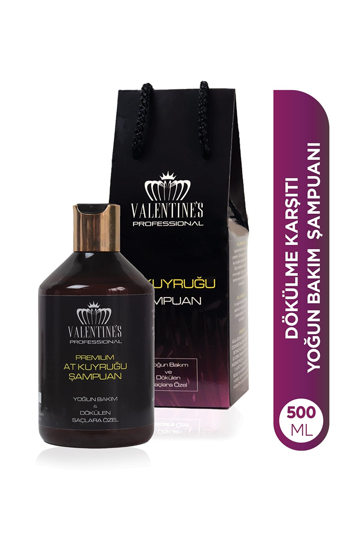 VALENTINES PROFESSIONAL Saç Dökülmesi Önleyici Yüksek Performans Premium At Kuyruğu Bitki Özlü Ultra Bakım Şampuanı / 500ml