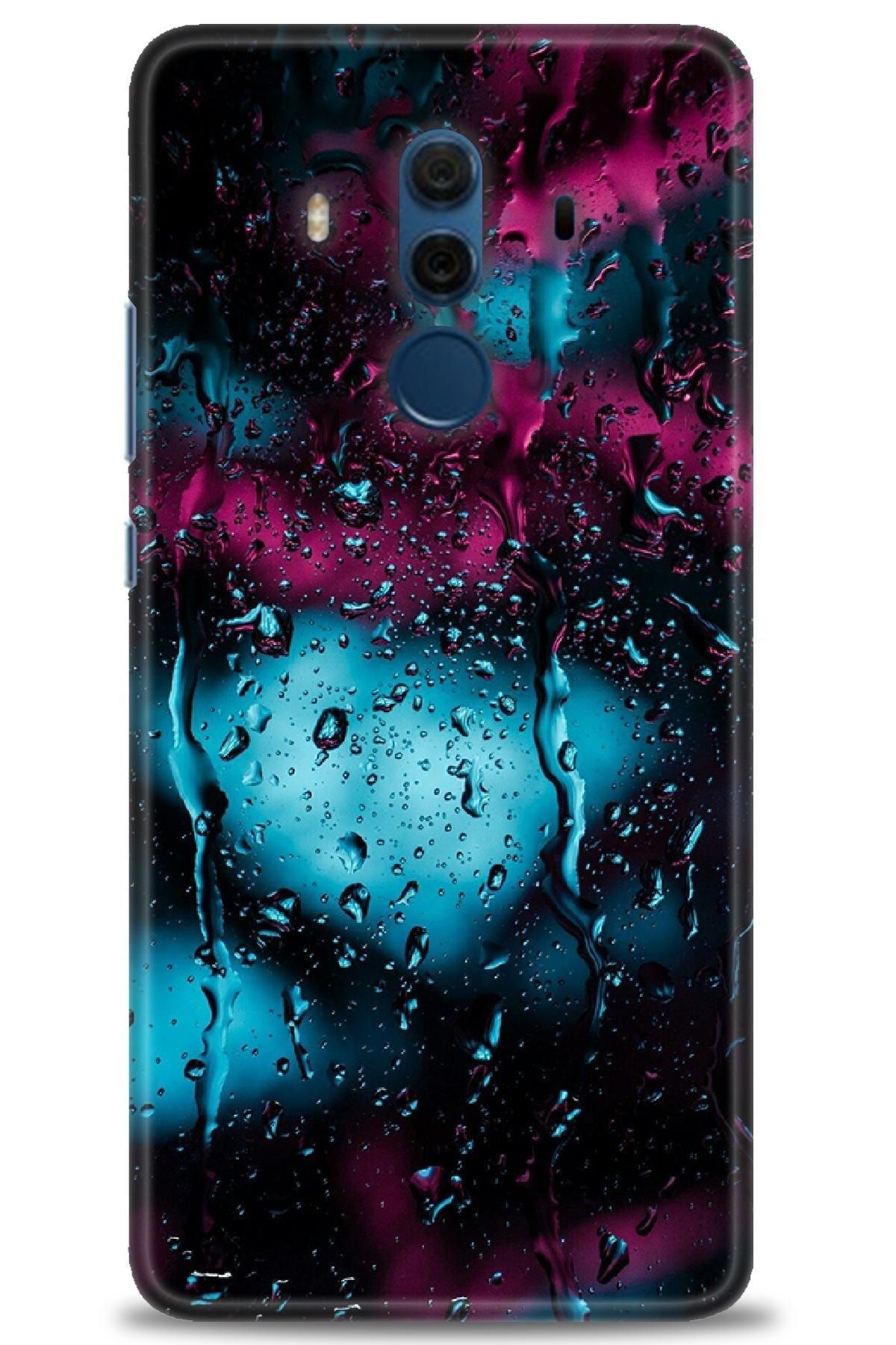 Genel Markalar Huawei Mate 10 Pro Kılıf Hd Baskılı Kılıf - Işıklı Yağmur + Nano Micro Ekran Koruyucu