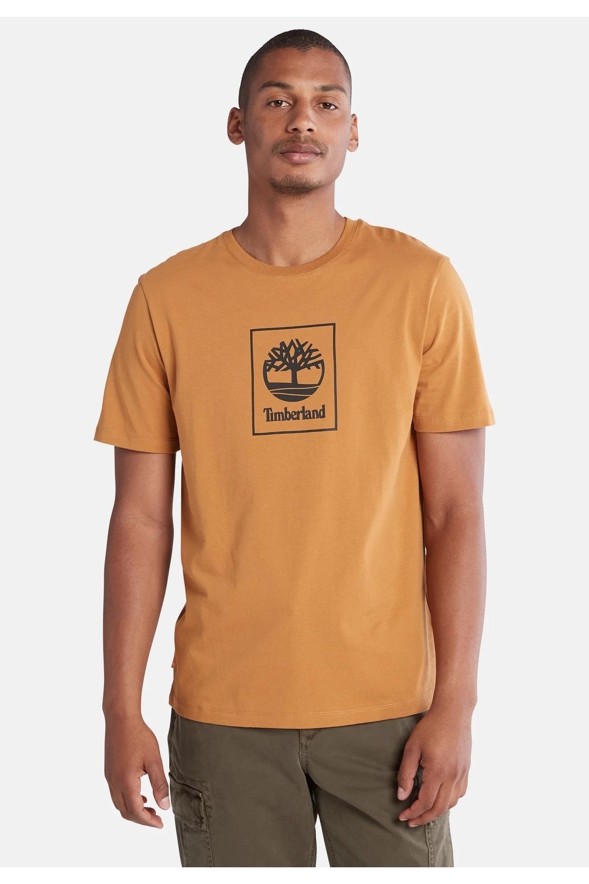 Timberland Stack Logo Erkek Tişört Wheat