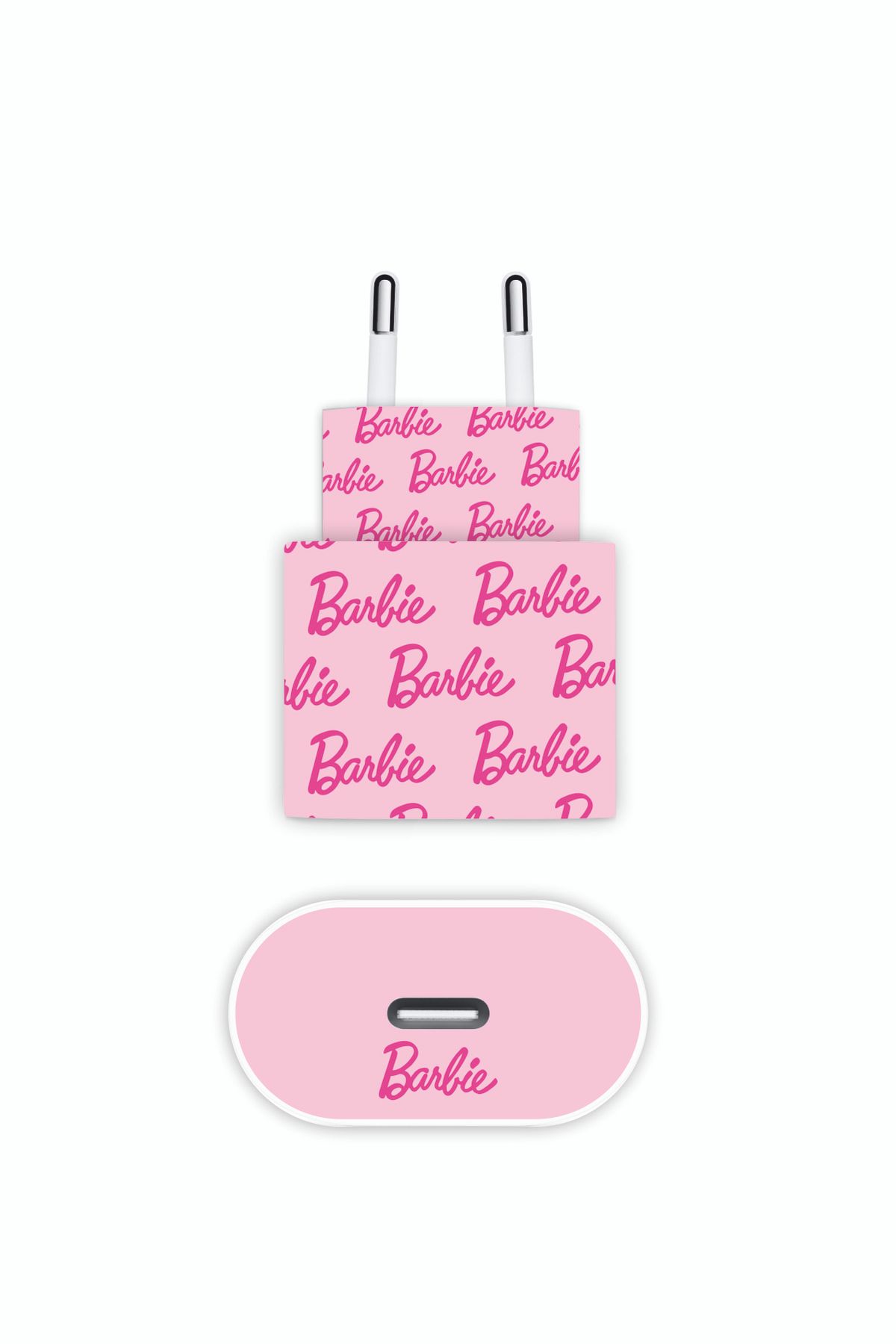 STYL SHOP Iphone 20w Uyumlu Barbie Pembe Yazılı Şarj Aleti Kaplaması - Full Kaplama Şarj Stickerı
