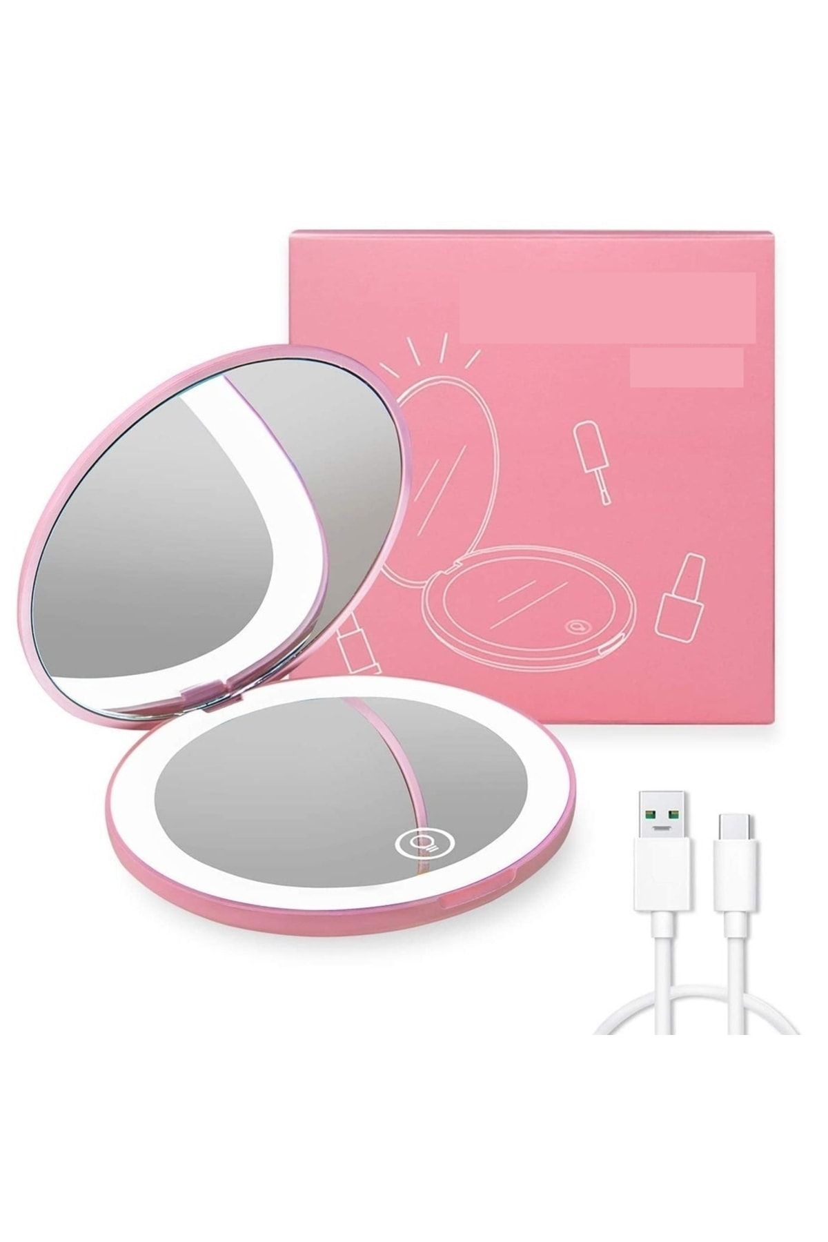 SZ MASTER Taşınabilir Mini Led Makyaj Aynası Güzellik Aynası Şarjlı Işıklı Çanta Tipi Yuvarlak Makyaj Aynası